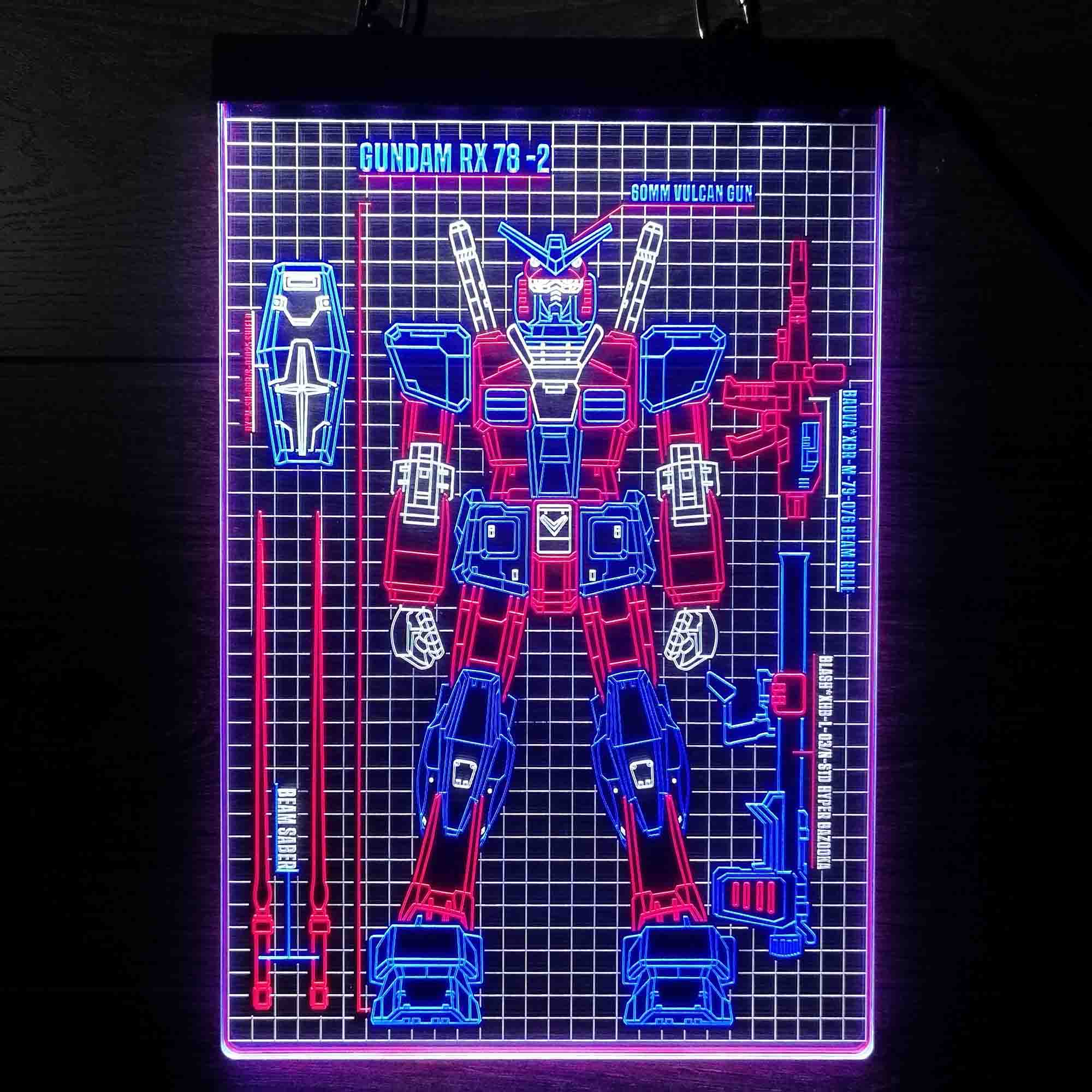 Gundam Mobile Suit RX-78 Blueprint Neon LED Sign