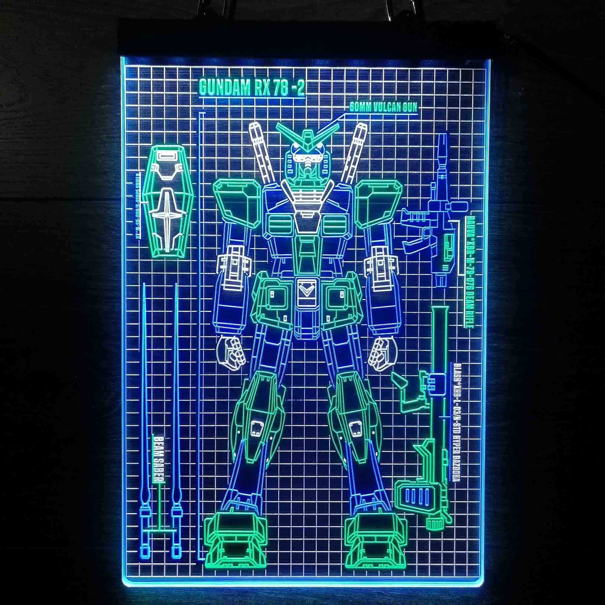 Gundam Mobile Suit RX-78 Blueprint Neon LED Sign