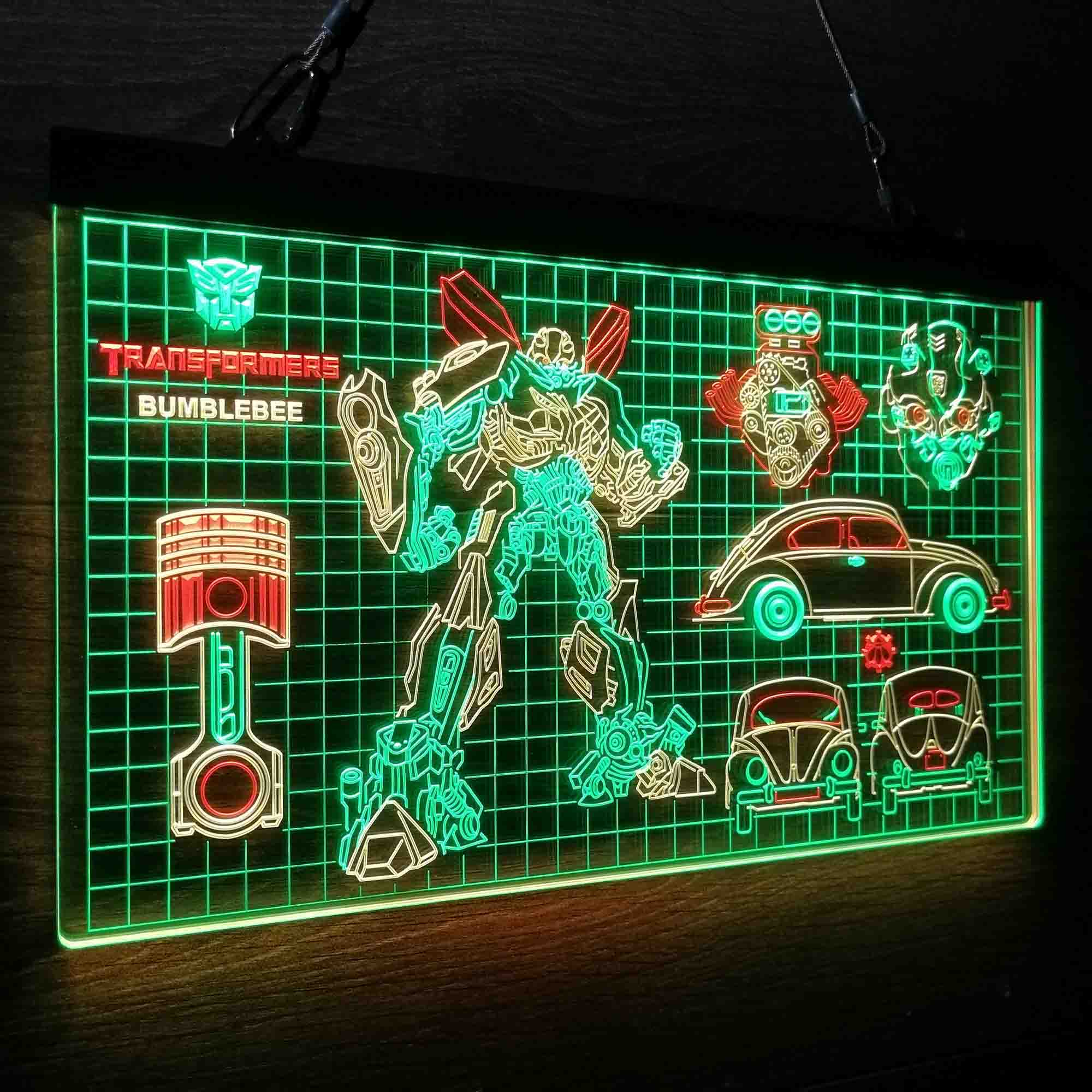 Bumblebee Transformers Blueprint Neon LED Sign 3 Colors