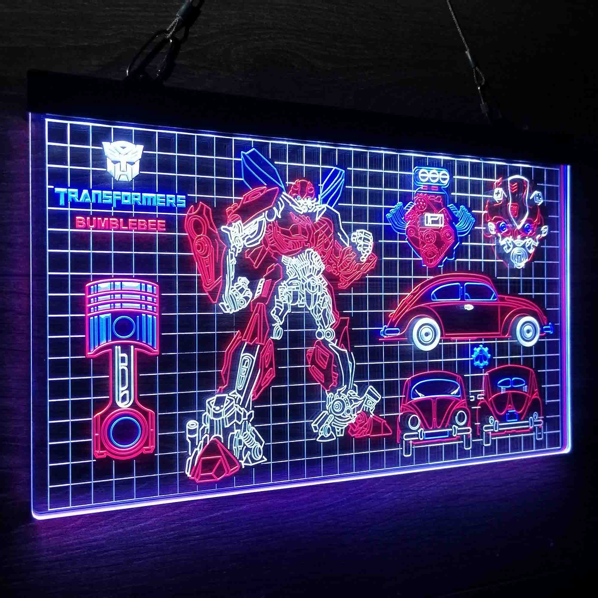 Bumblebee Transformers Blueprint Neon LED Sign 3 Colors