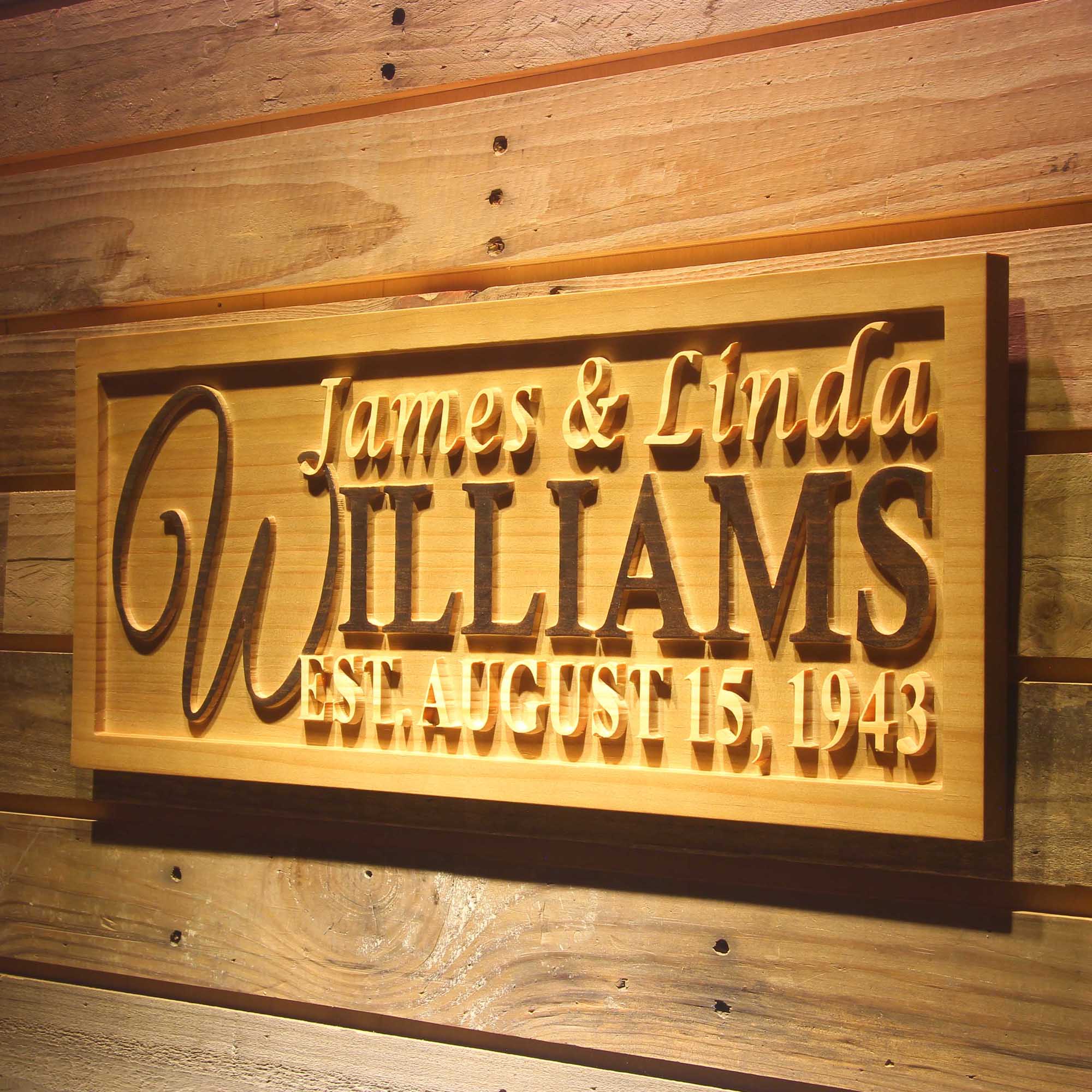 Personalized Established Wedding Gifts Couples 3D Wooden Sign | PROLEDSIGN