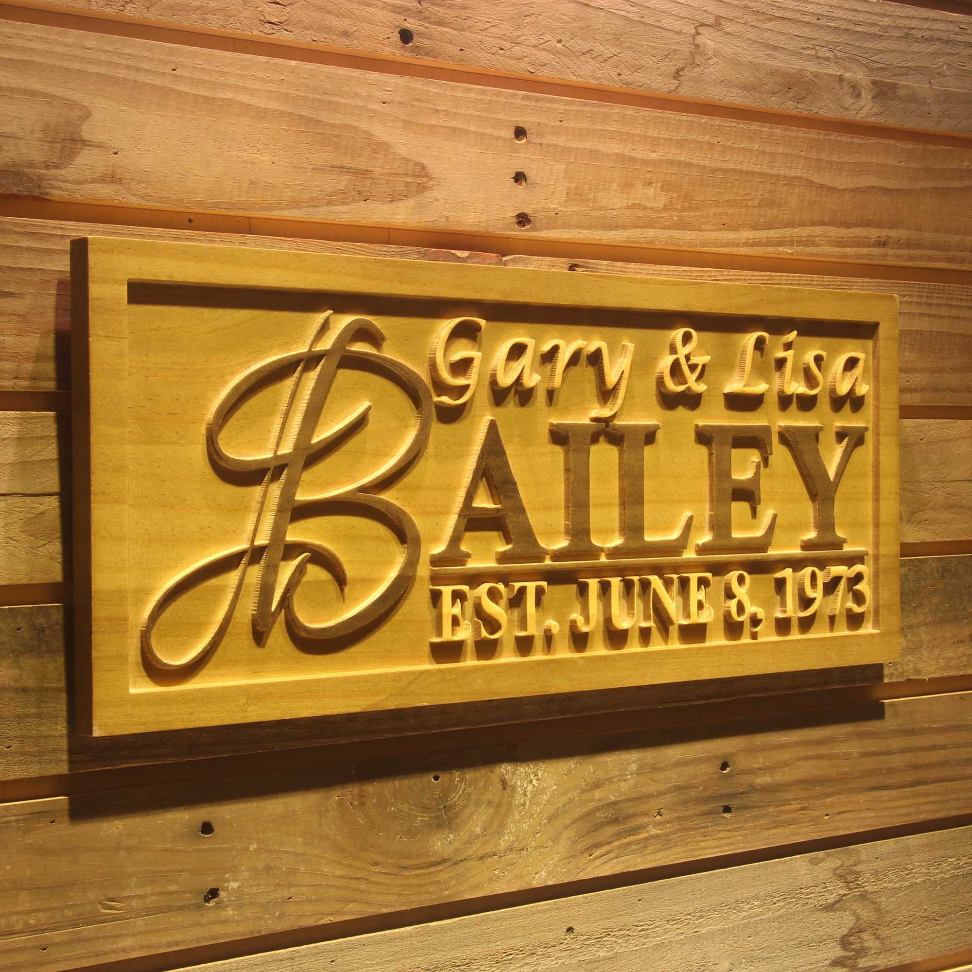 Personalized Wedding Gift,  5 Year Anniversary Gift, Wood Couple Gift,3D Wooden Sign