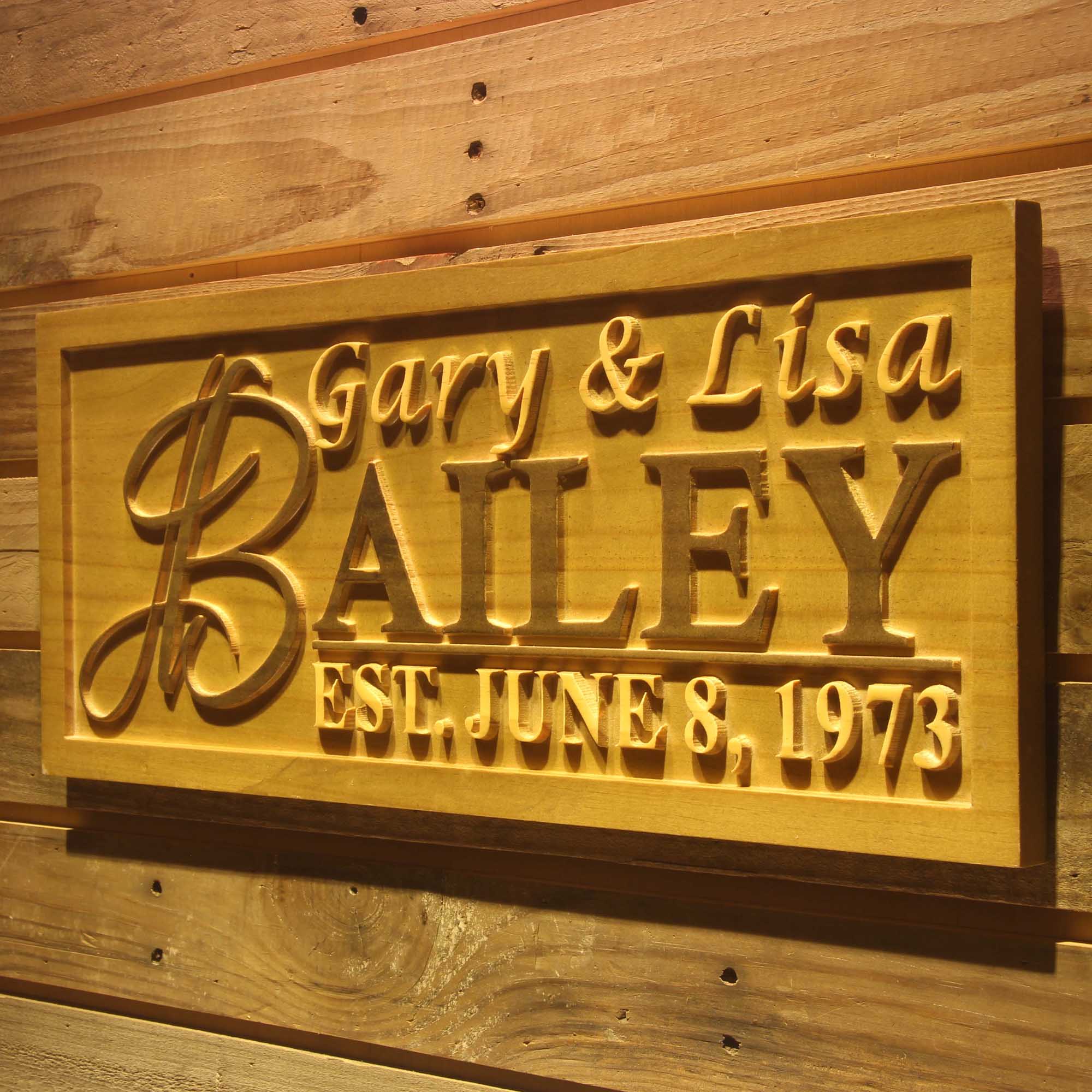 Personalized Wedding Gift,  5 Year Anniversary Gift, Wood Couple Gift,3D Wooden Sign
