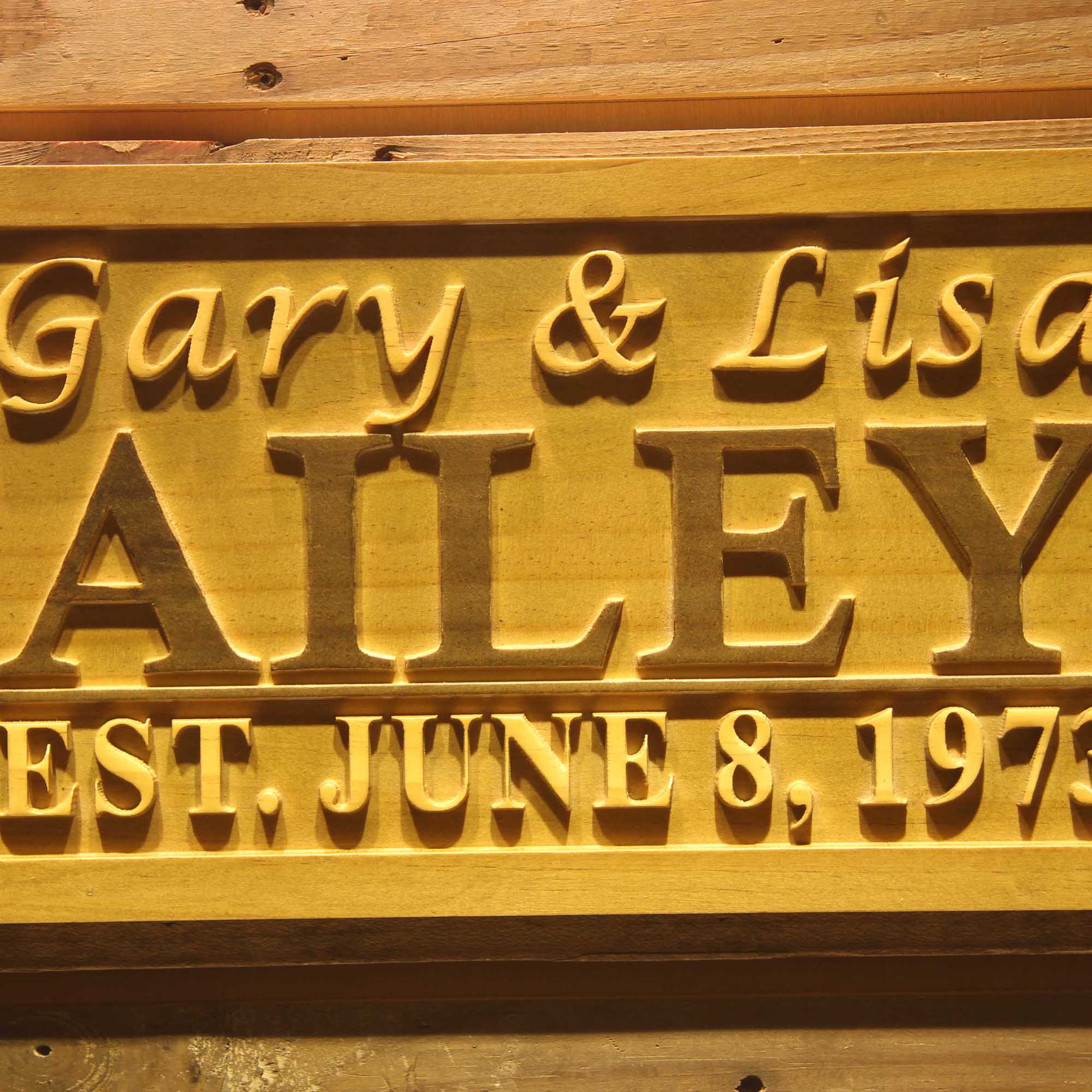 Personalized Wedding Gift,  5 Year Anniversary Gift, Wood Couple Gift,3D Wooden Sign