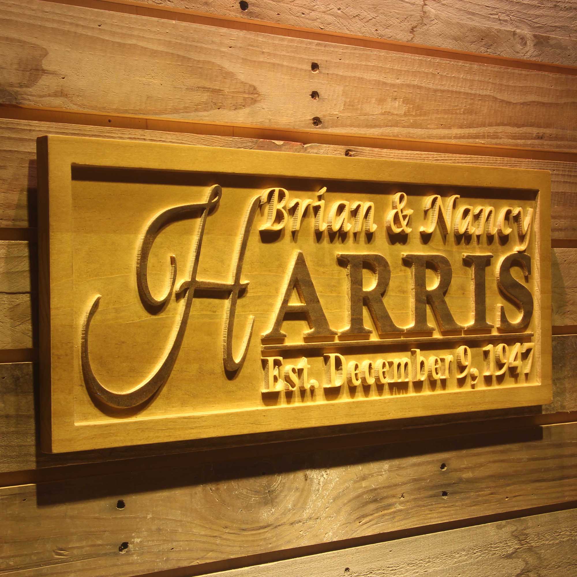 Personalized Family Name Sign Personalized Wedding Gifts Wall Art Rustic Home Decor Custom Carved Housewarming Gift Wooden Signs