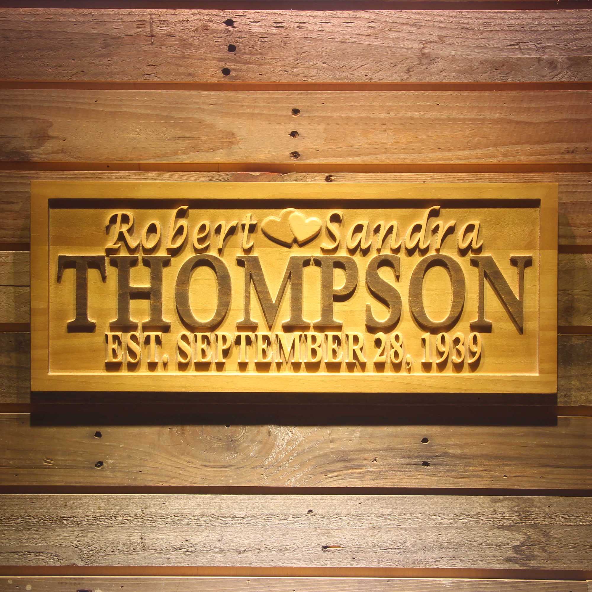Personalized Double Heart Mr & Mrs Wedding Gift Custom Home Décor First Name Established Gift Family Sign Bar Beer Wooden Signs