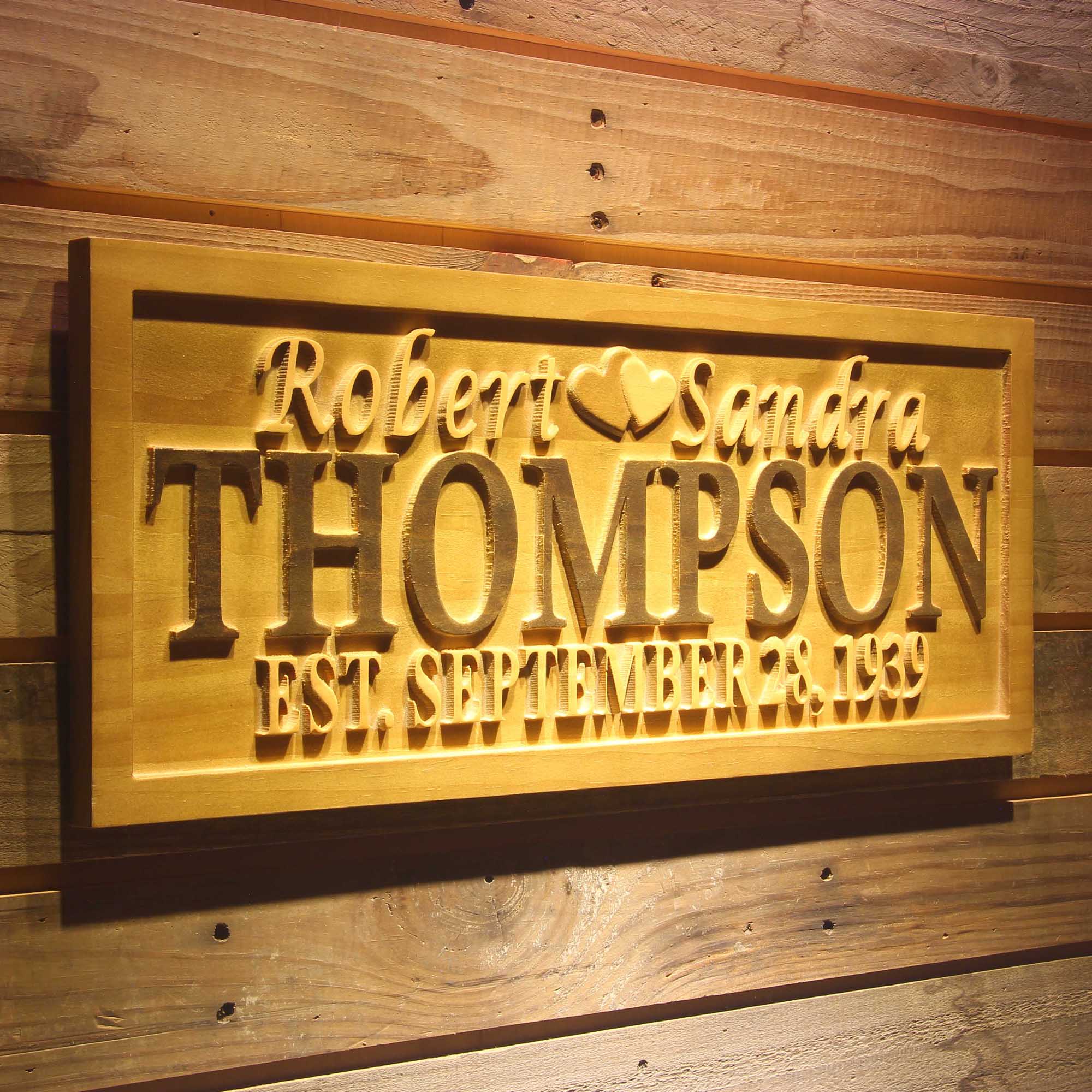 Personalized Double Heart Mr & Mrs Wedding Gift Custom Home Décor First Name Established Gift Family Sign Bar Beer Wooden Signs