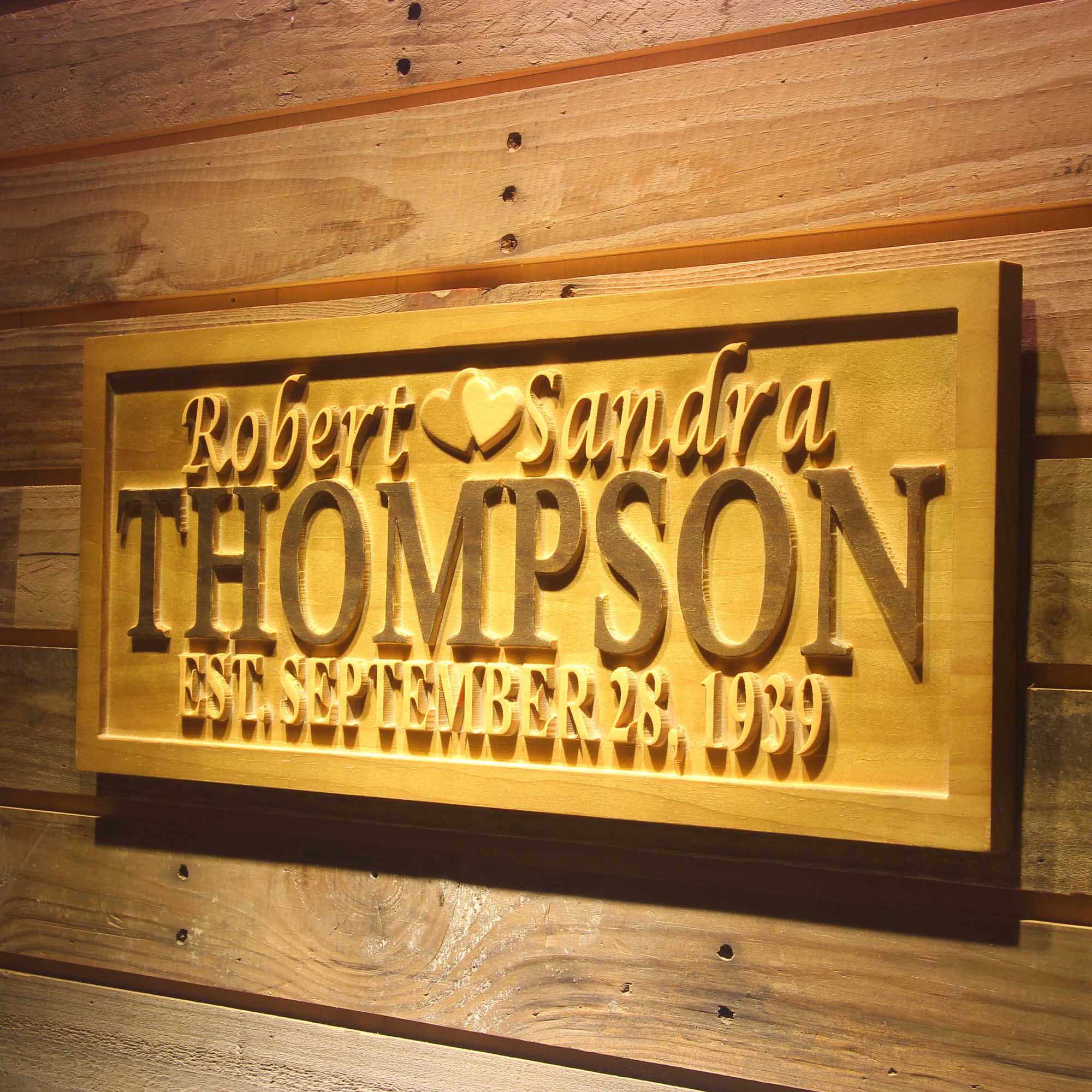Personalized Double Heart Mr & Mrs Wedding Gift Custom Home Décor First Name Established Gift Family Sign Bar Beer Wooden Signs