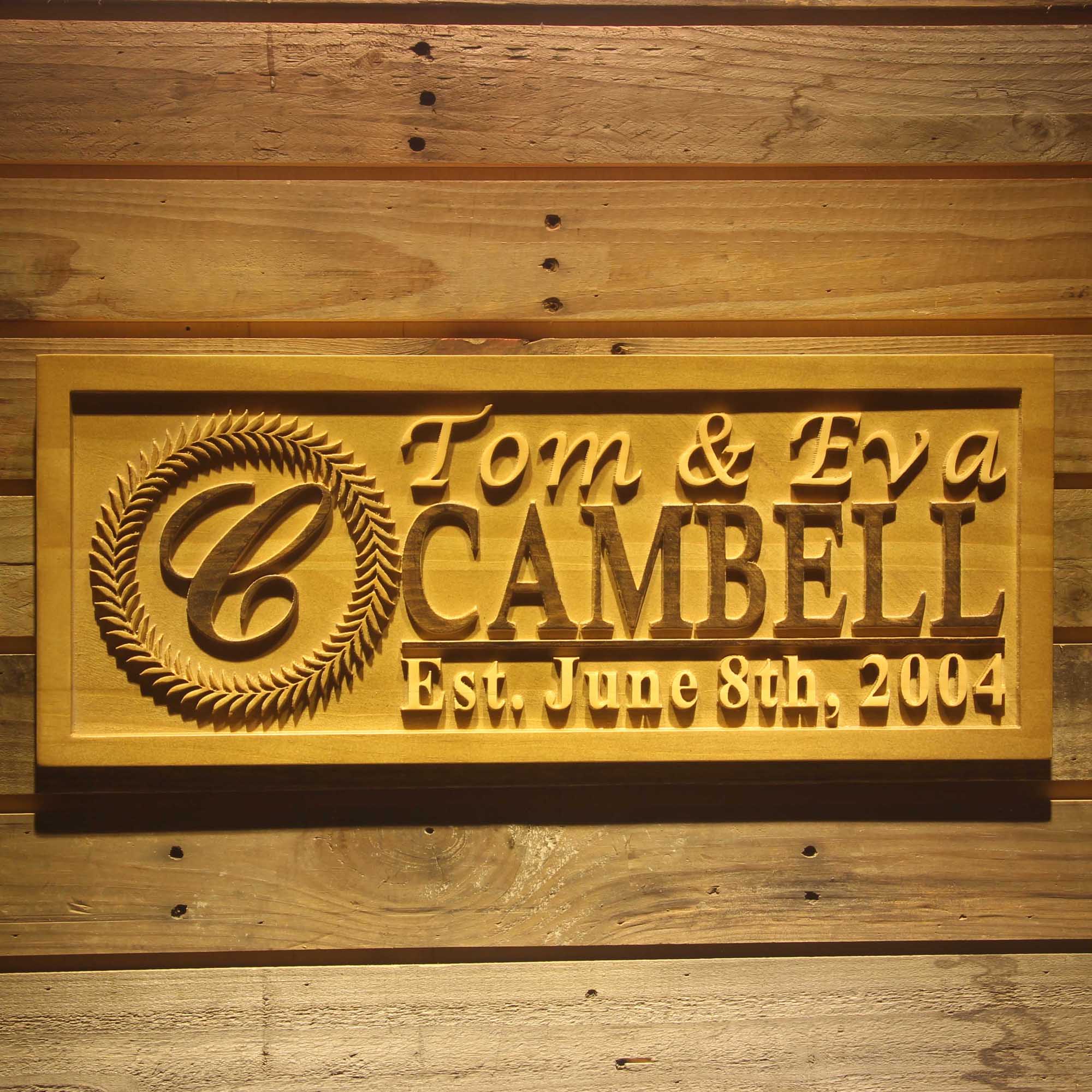 Personalized Last Name First Name Established Date Home Décor Wedding Gift Wooden Sign