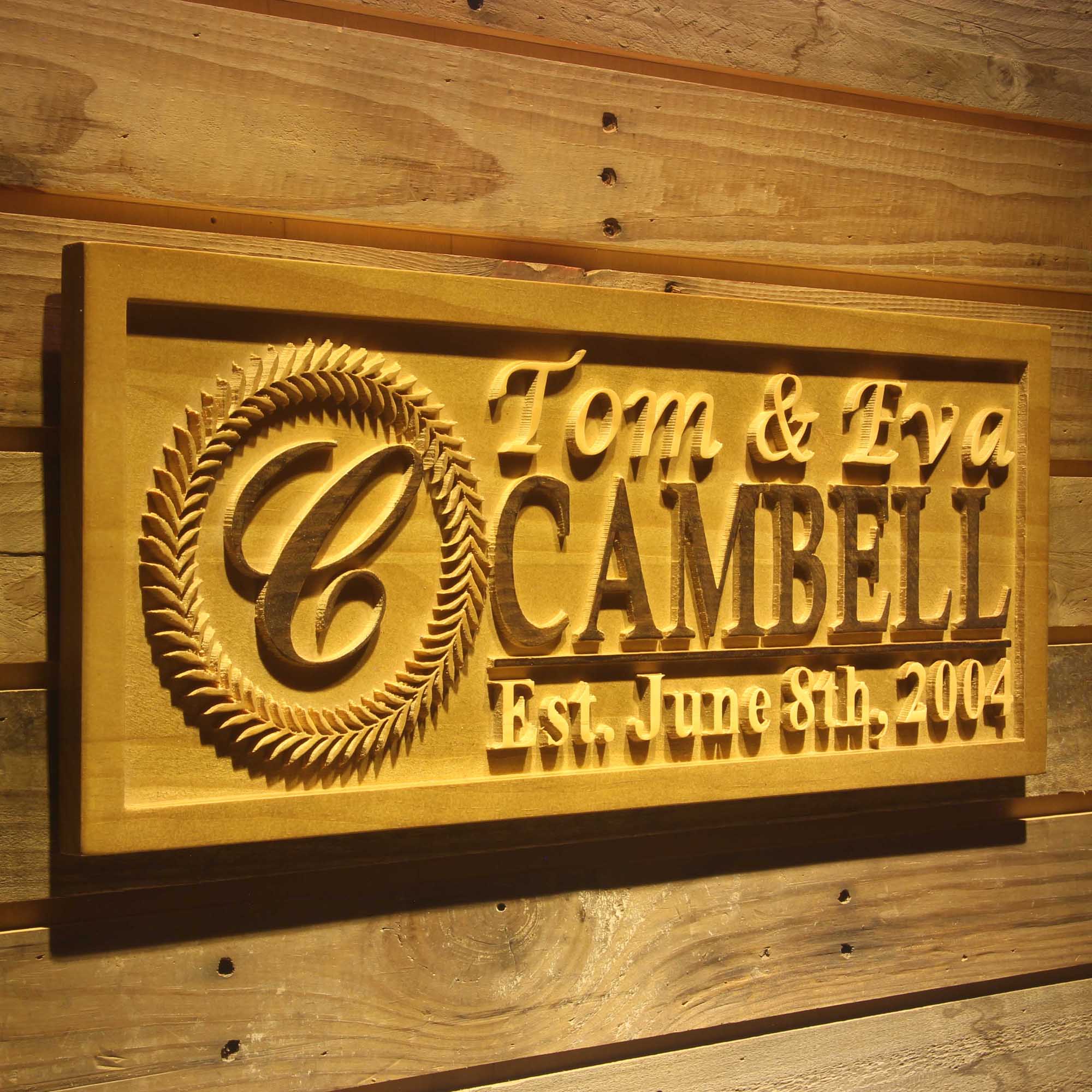 Personalized Last Name First Name Established Date Home Décor Wedding Gift Wooden Sign