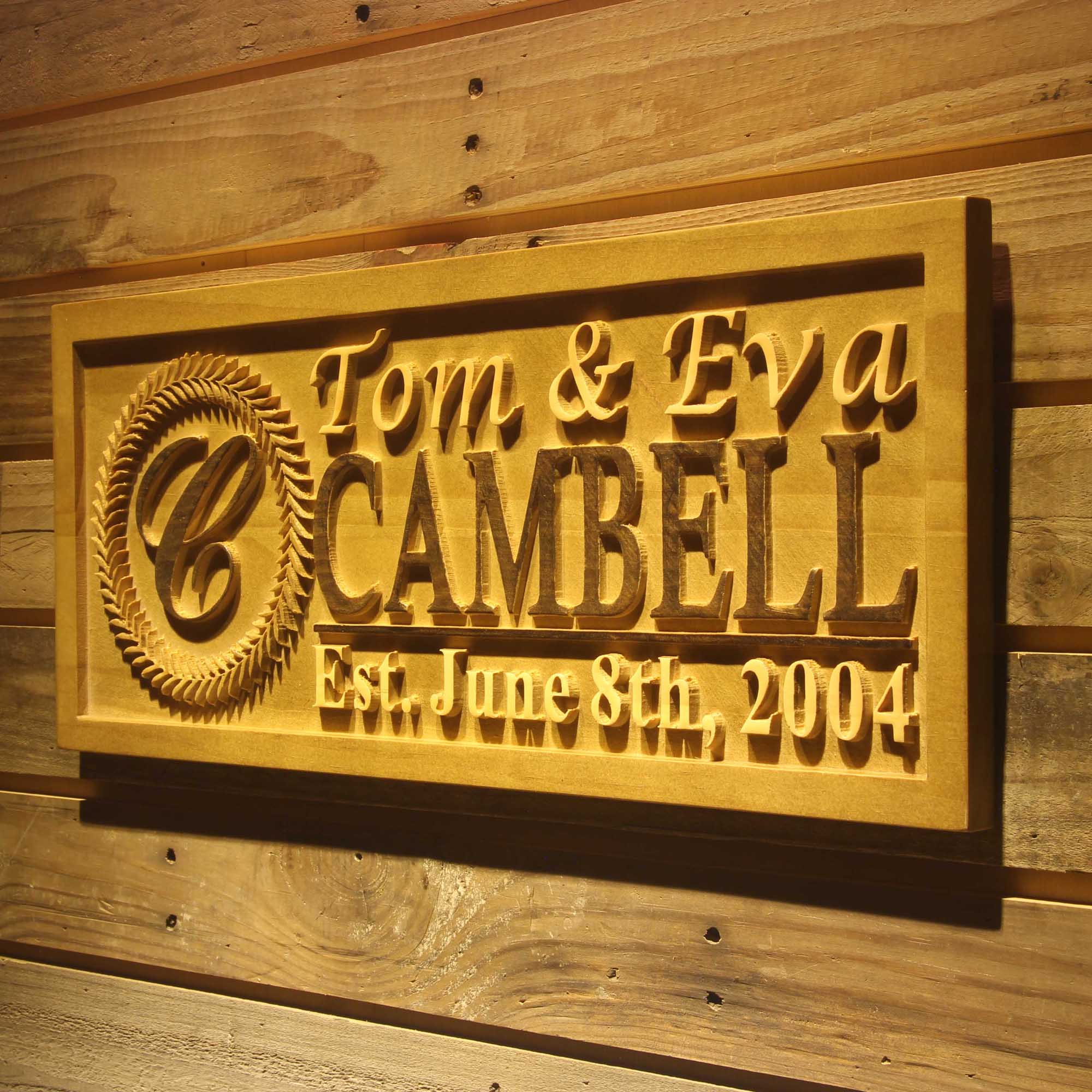 Personalized Last Name First Name Established Date Home Décor Wedding Gift Wooden Sign
