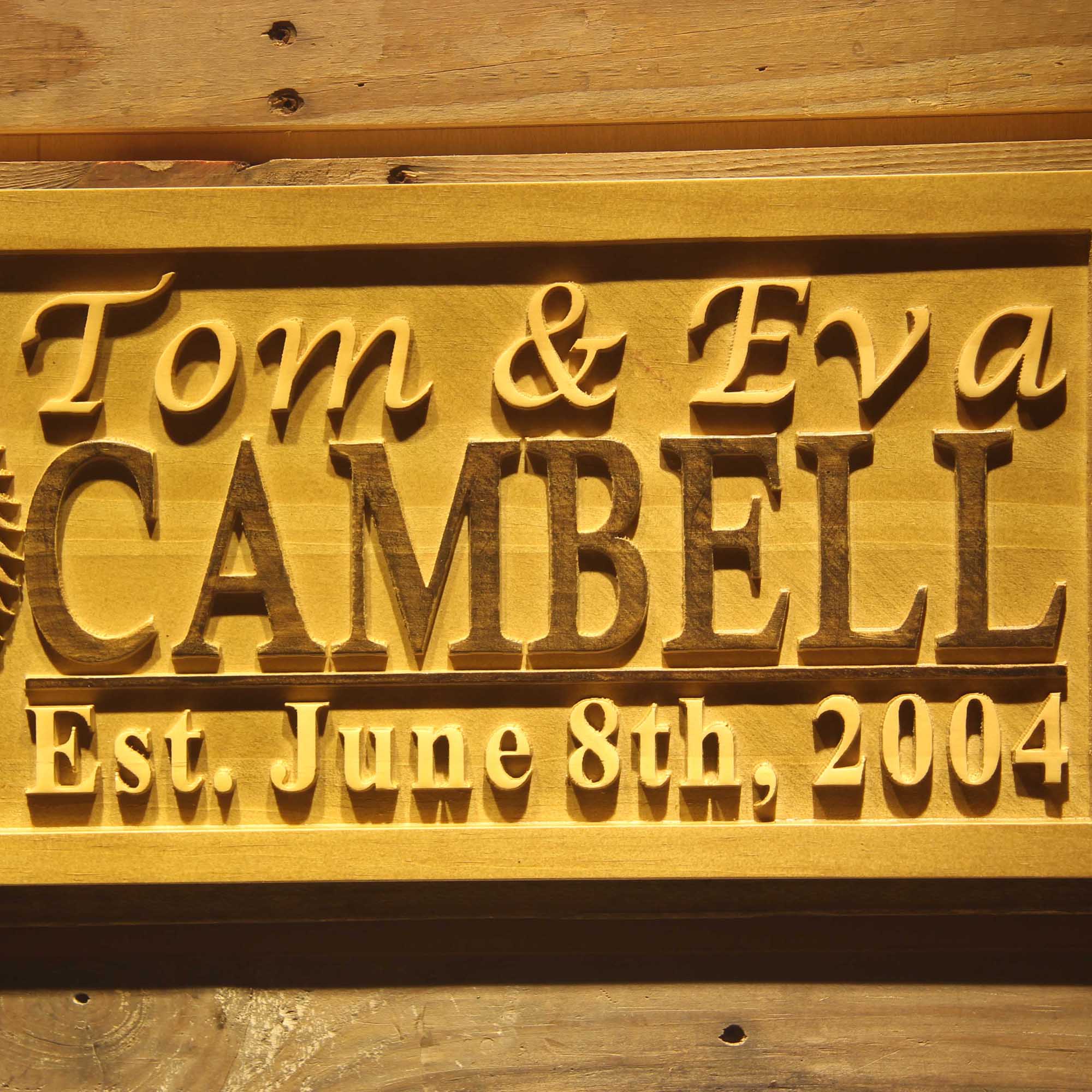 Personalized Last Name First Name Established Date Home Décor Wedding Gift Wooden Sign