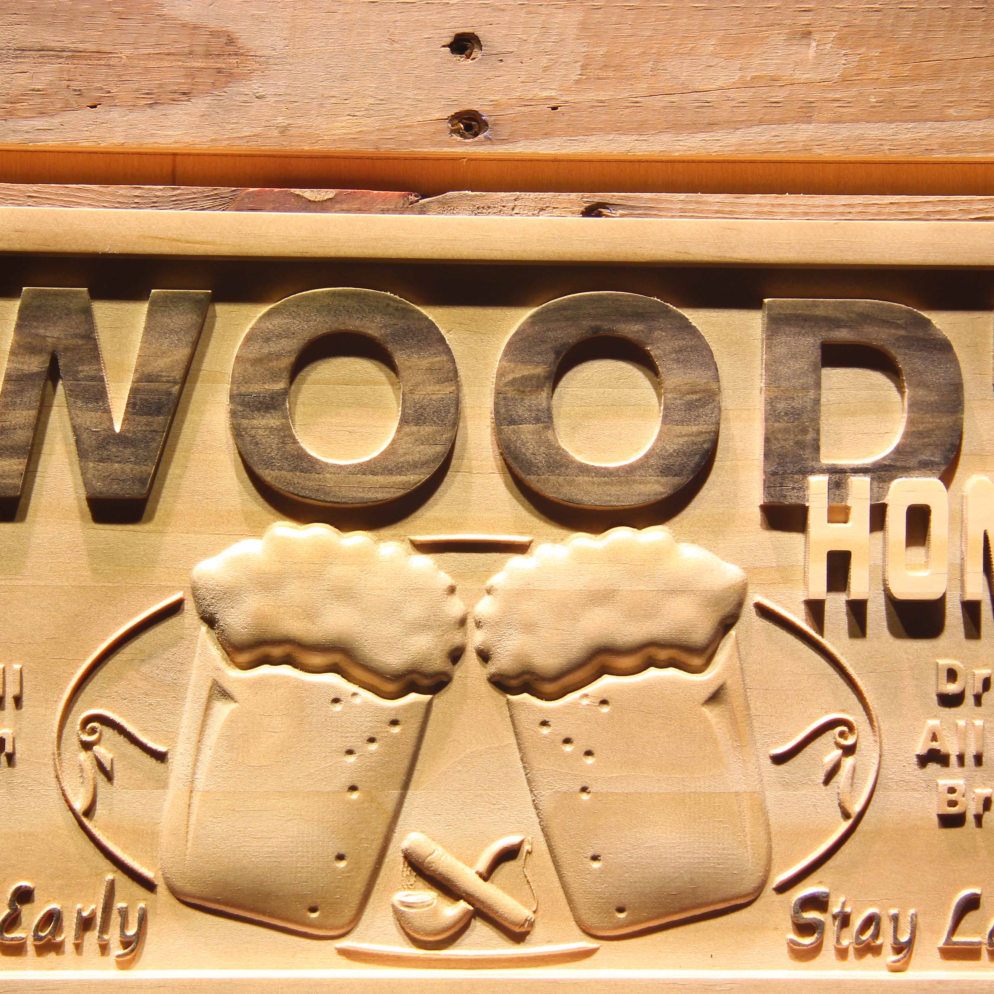 Personalized Home Bar Wooden 3D Engraved Sign Custom Gift Craved Bar Beer Home Décor Lake House Plaques Game Room Den Wood Signs
