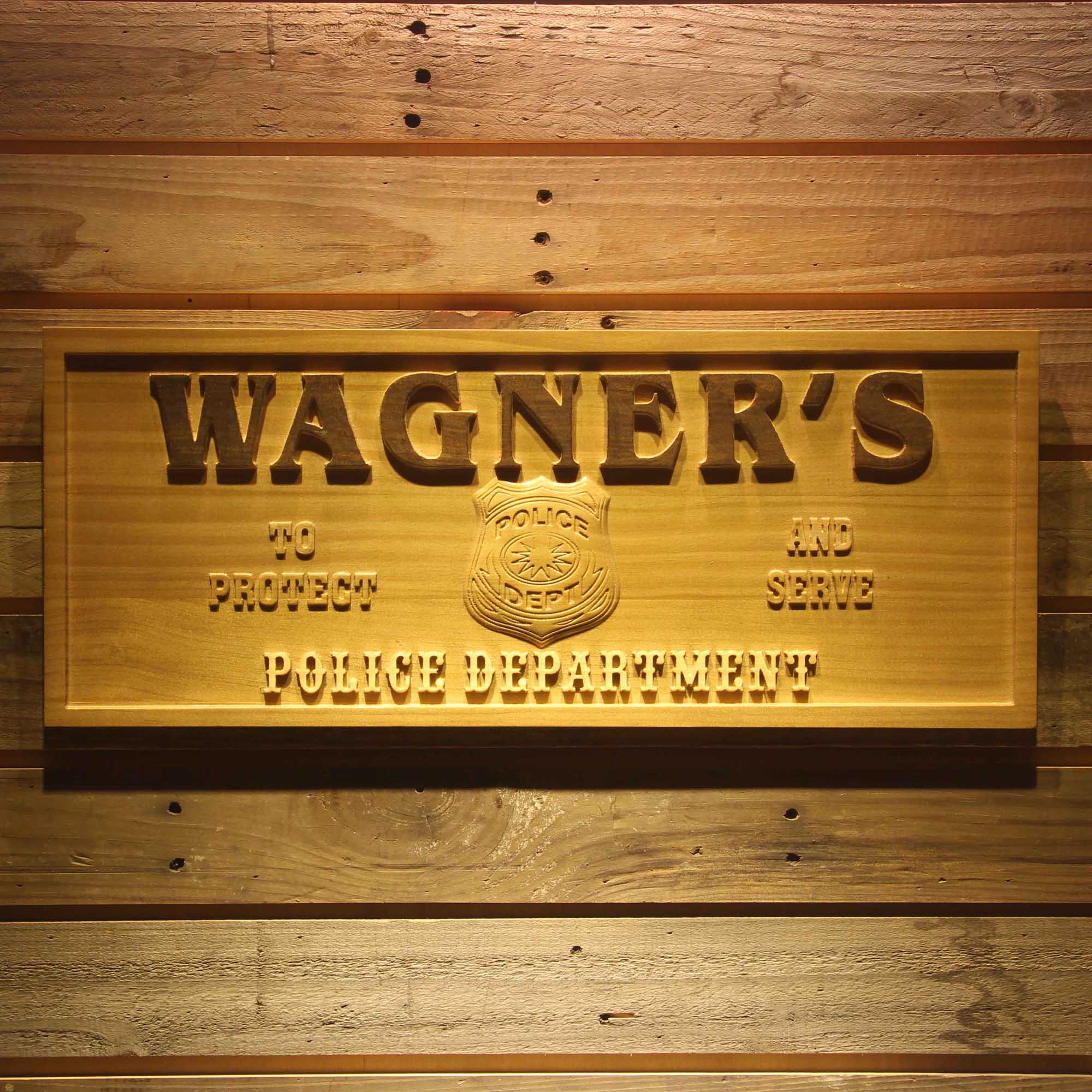 Personalized Police Department Badge Retired Officer Gift Man Cave Décor 3D Engraved Wooden Sign