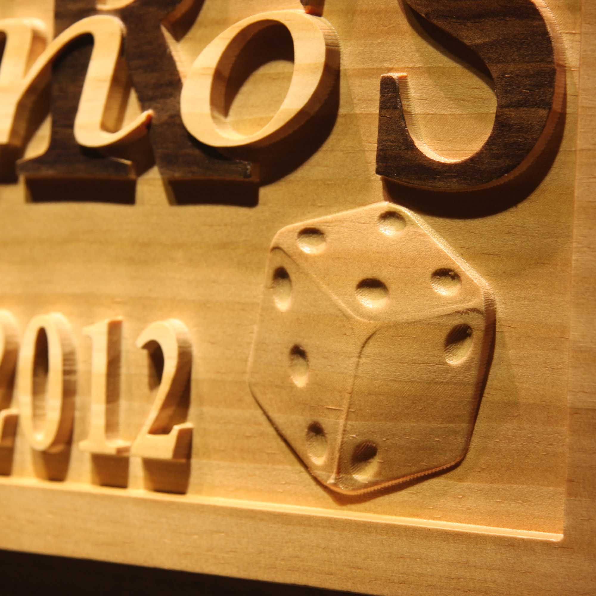 Personalized Casino Poker Room Man Cave Decor with Established Date 3D Engraved Wooden Sign
