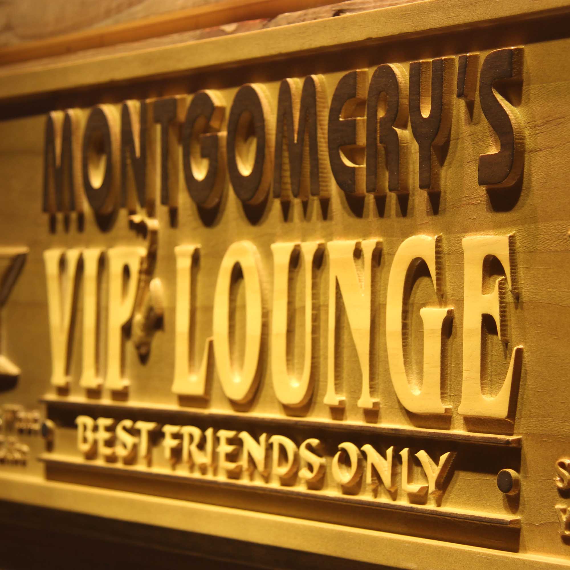 Personalized VIP Lounge Best Friends Only Wood Engraved Wooden Sign