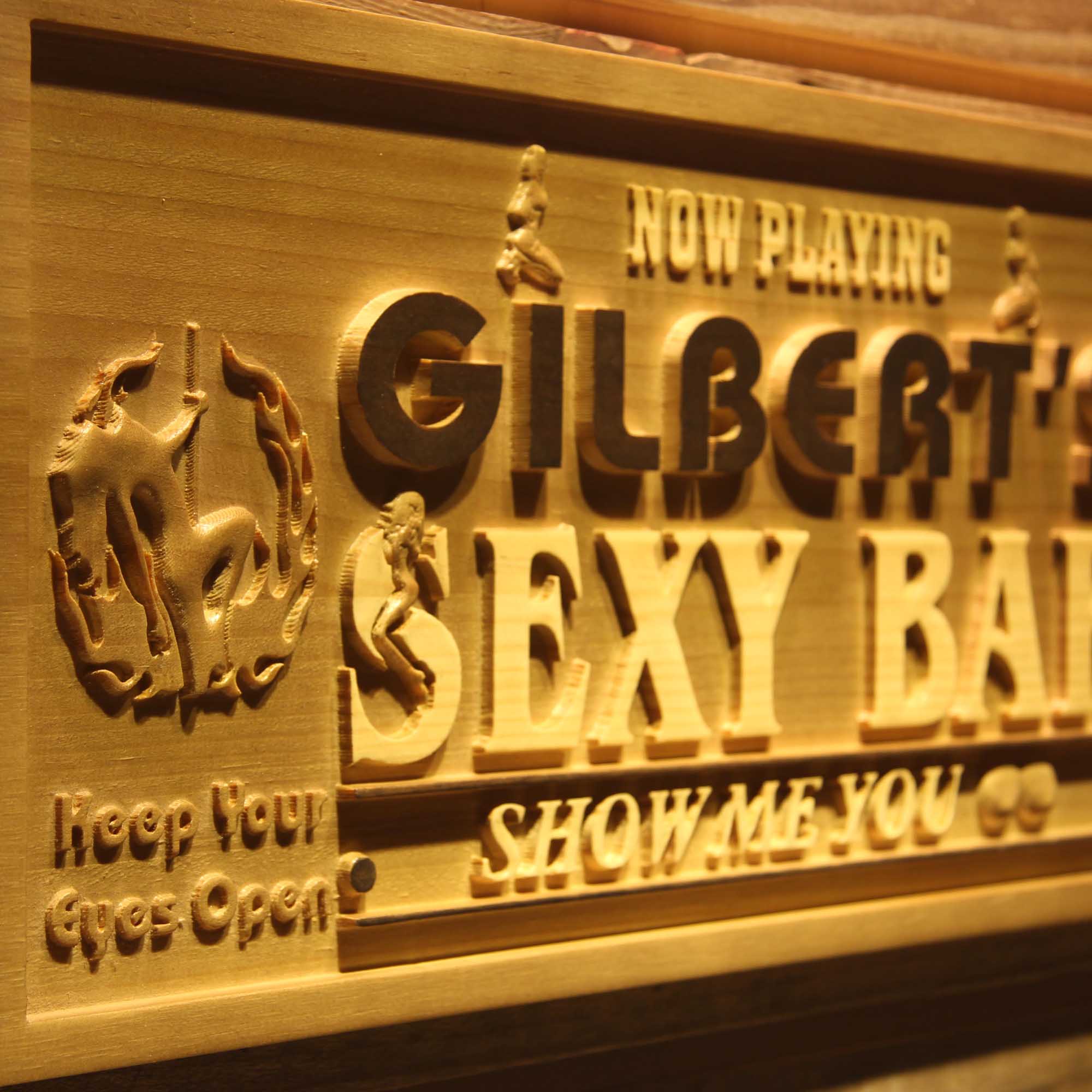 Personalized Sexy Bar Dancer Beer Club Wood Engraved Wooden Sign
