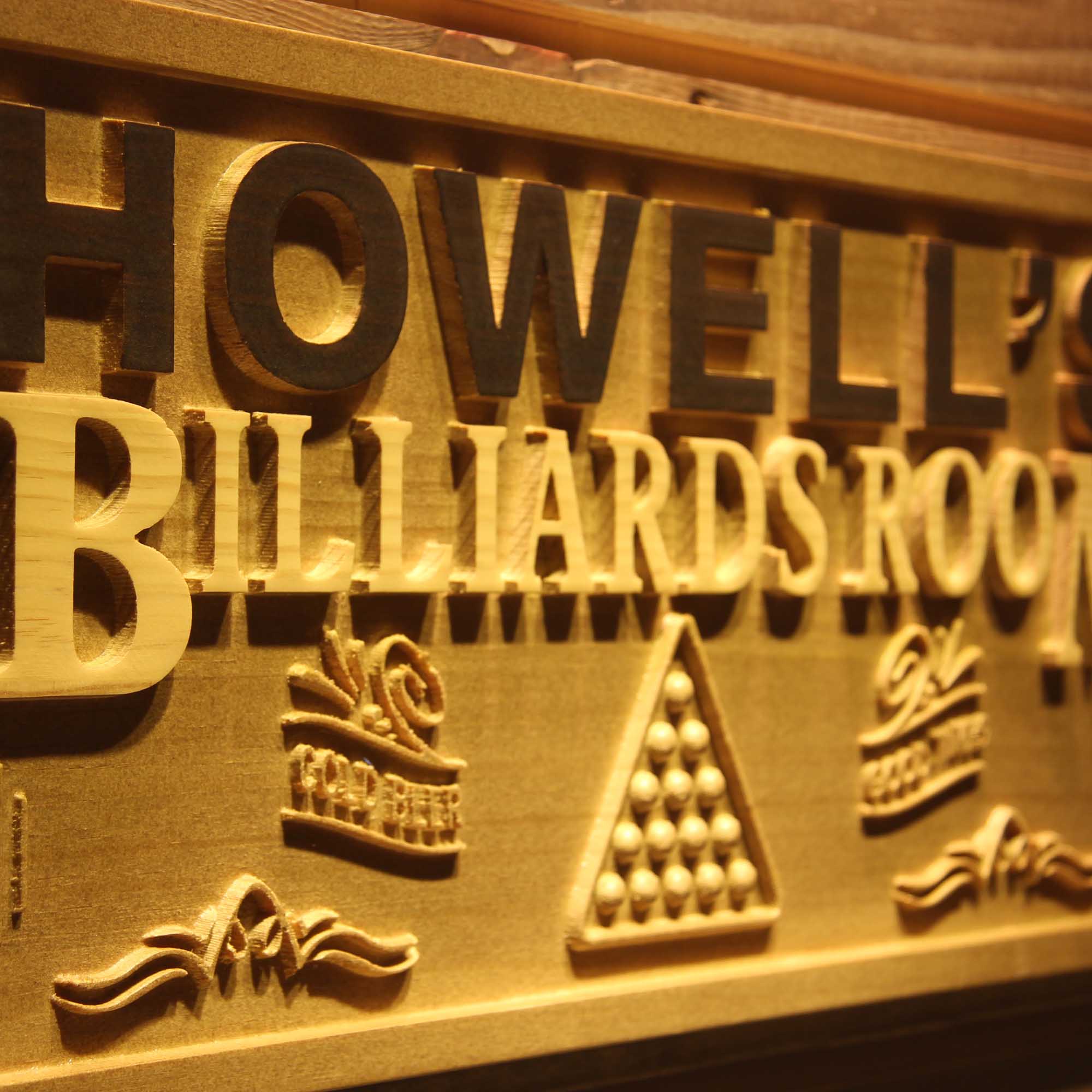 Personalized Billiards Pool Snooker Room Wood Engraved Wooden Sign