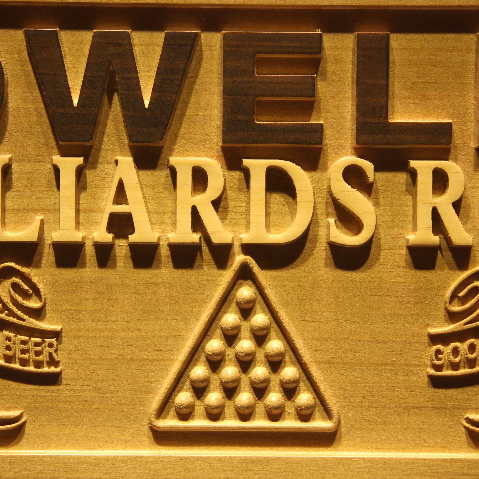 Personalized Billiards Pool Snooker Room Wood Engraved Wooden Sign