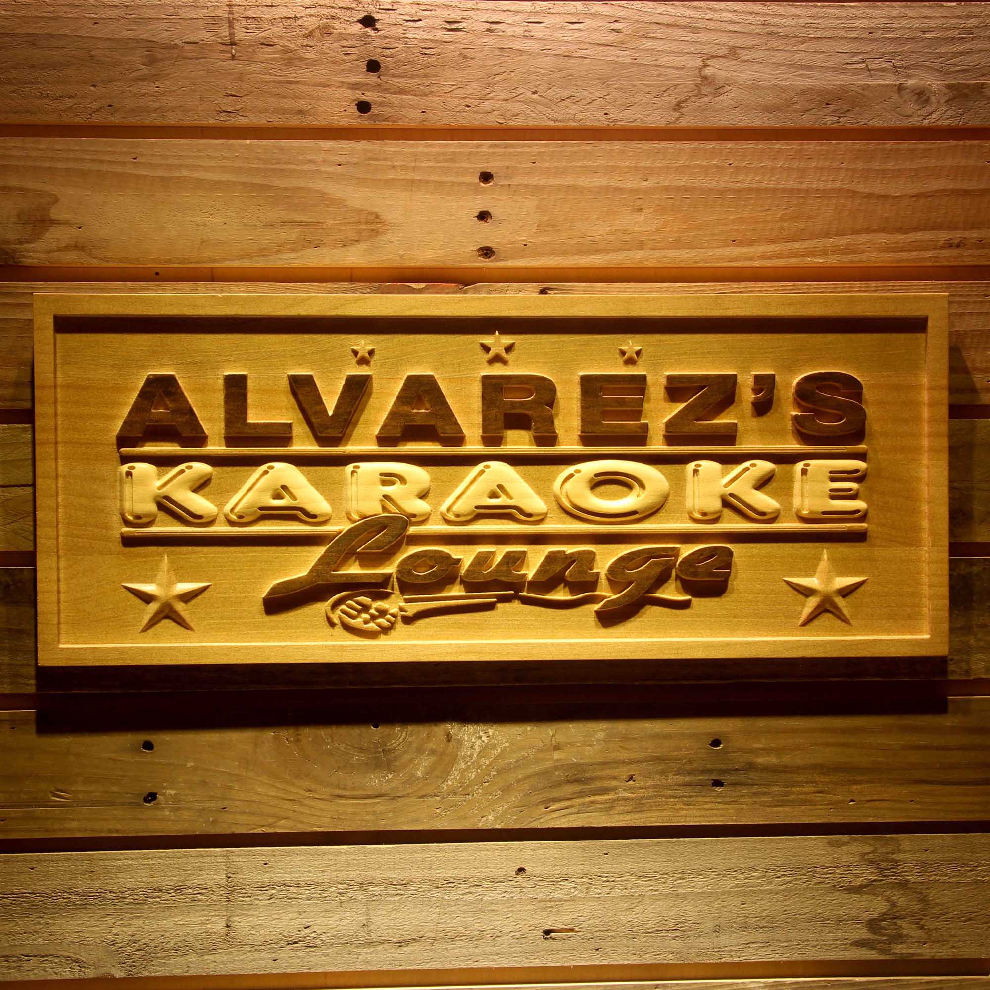 Personalized Karaoke Lounge Bar Room Wood Engraved Wooden Sign