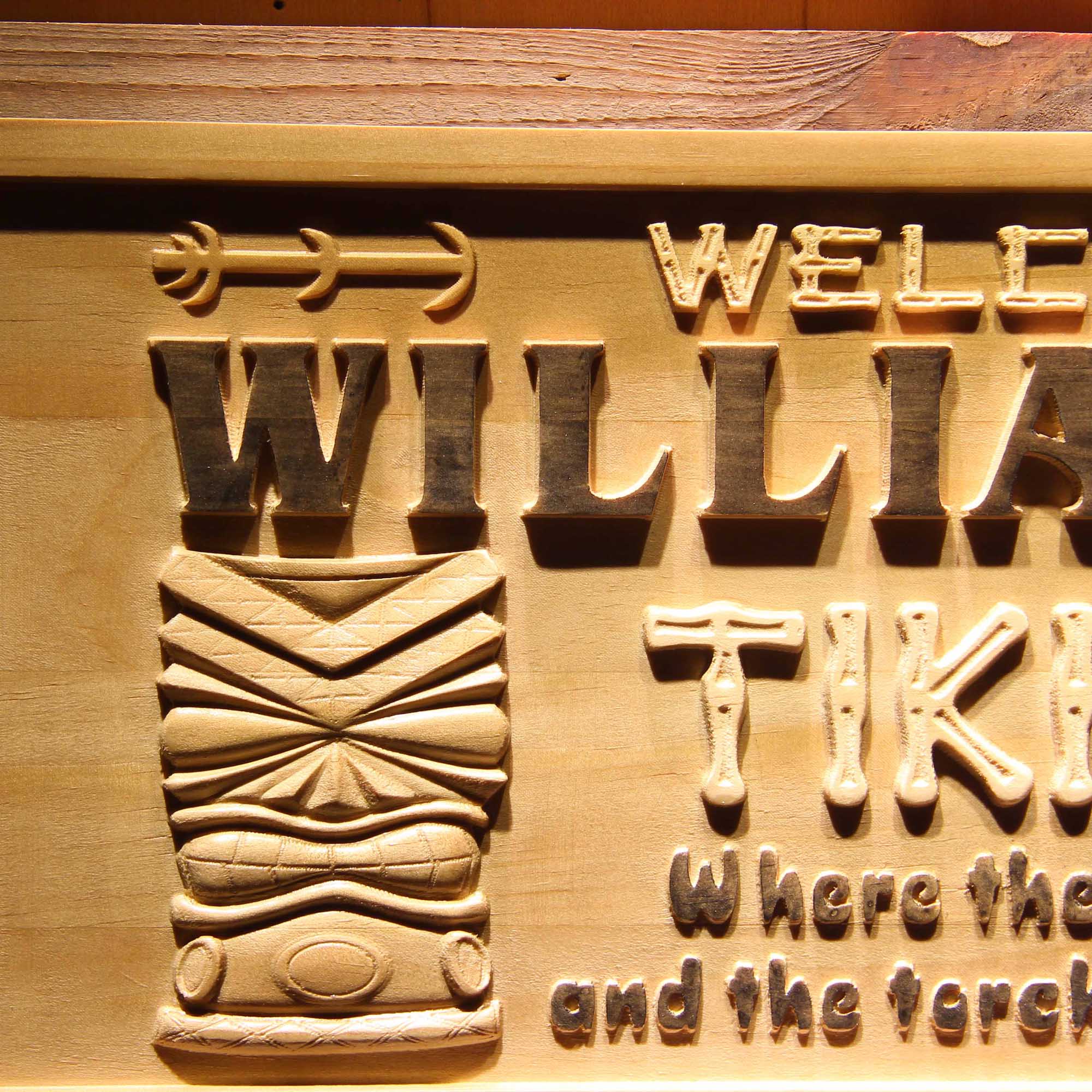 Personalized Tiki Bar Mask Beer Wood Engraved Wooden Sign