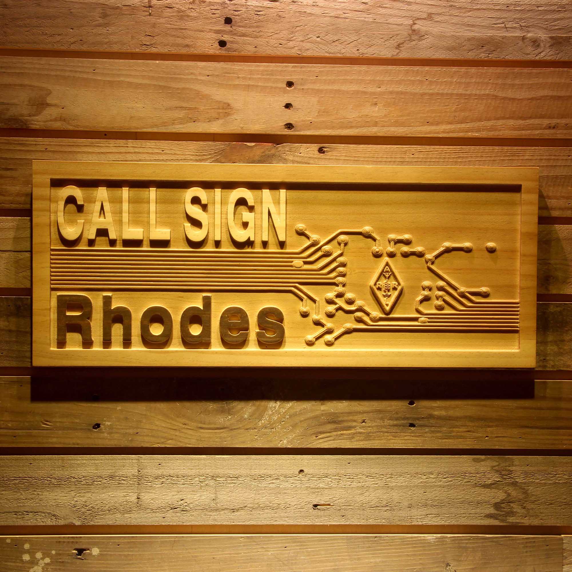Personalized Your Call Sign Wood Engraved Wooden Sign