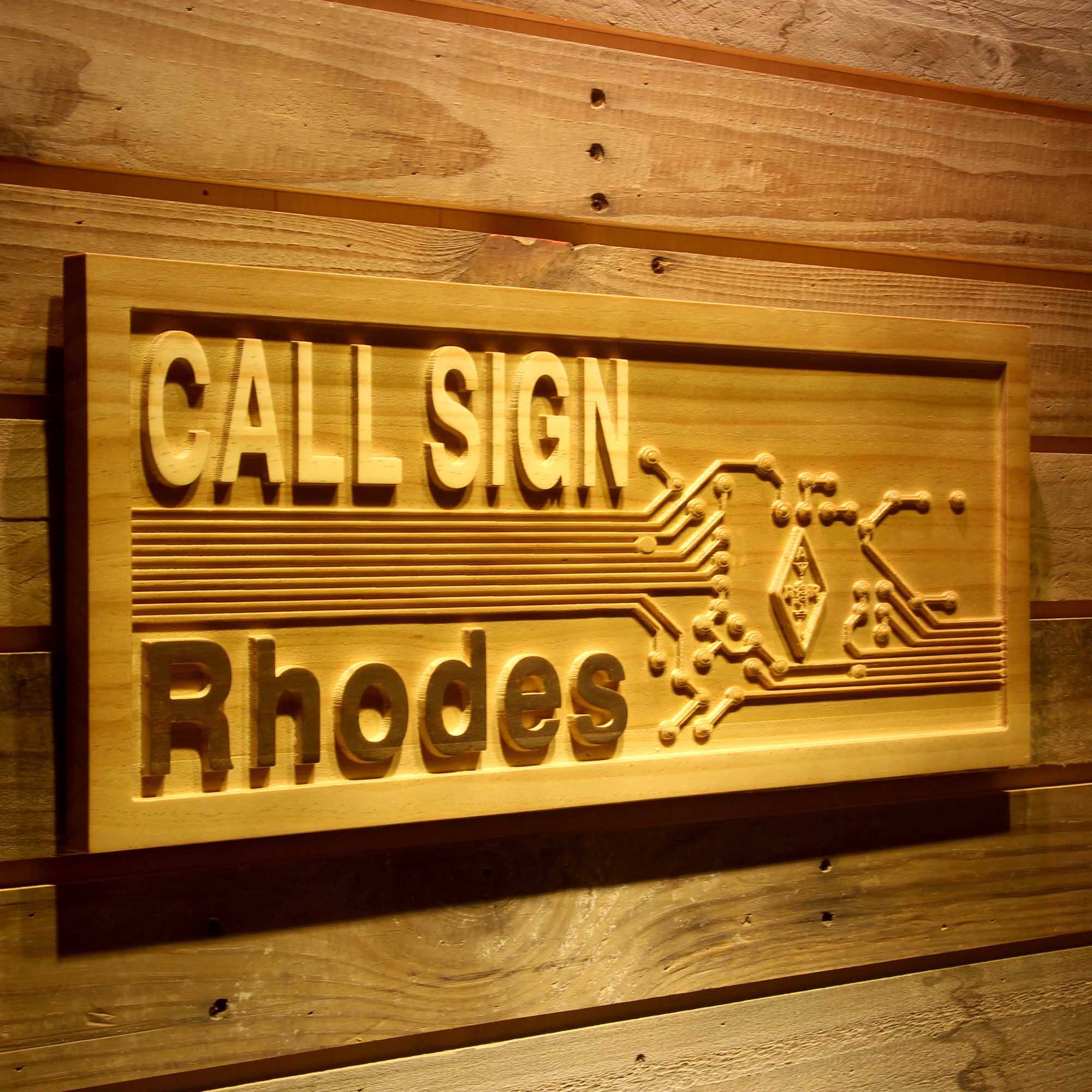 Personalized Your Call Sign Wood Engraved Wooden Sign