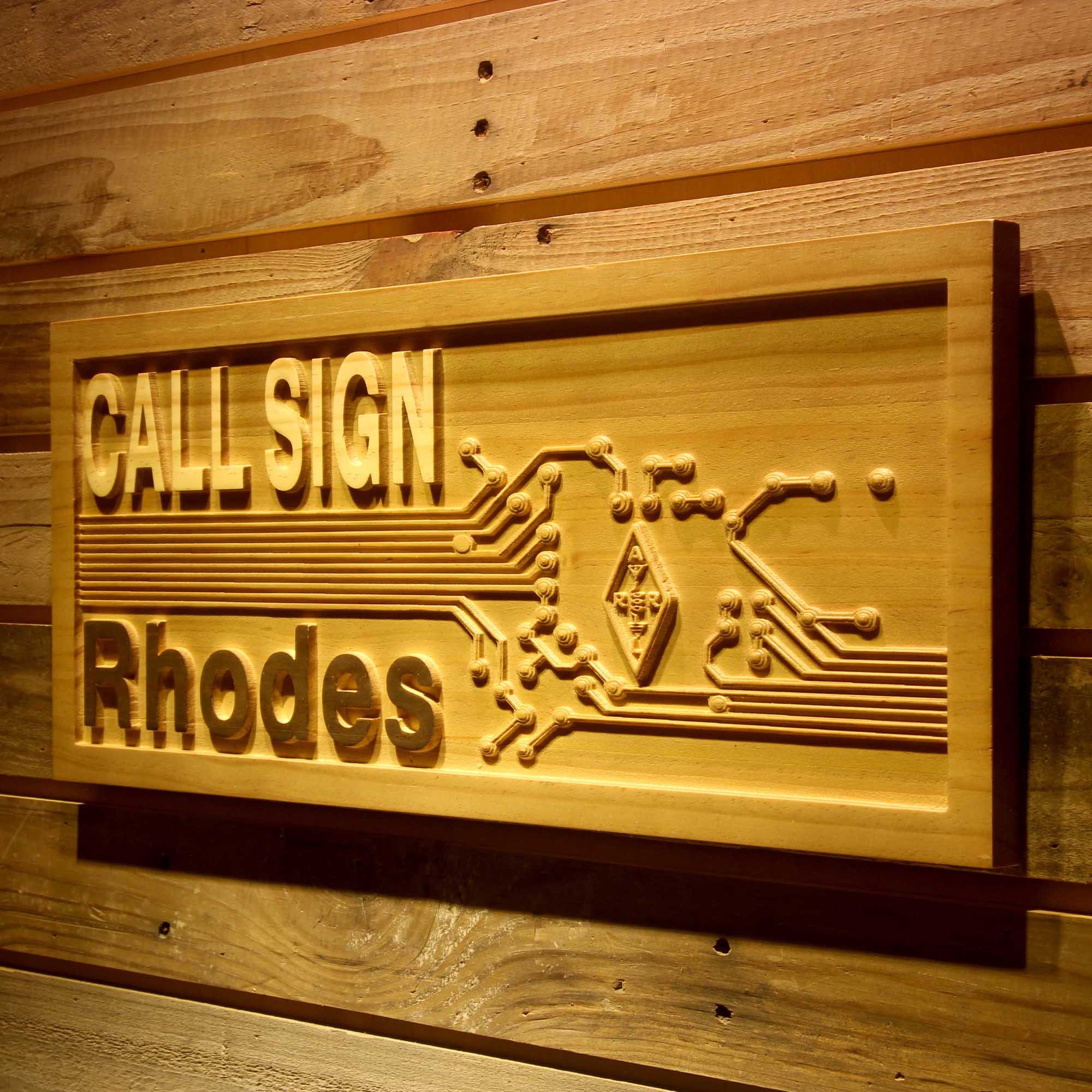 Personalized Your Call Sign Wood Engraved Wooden Sign