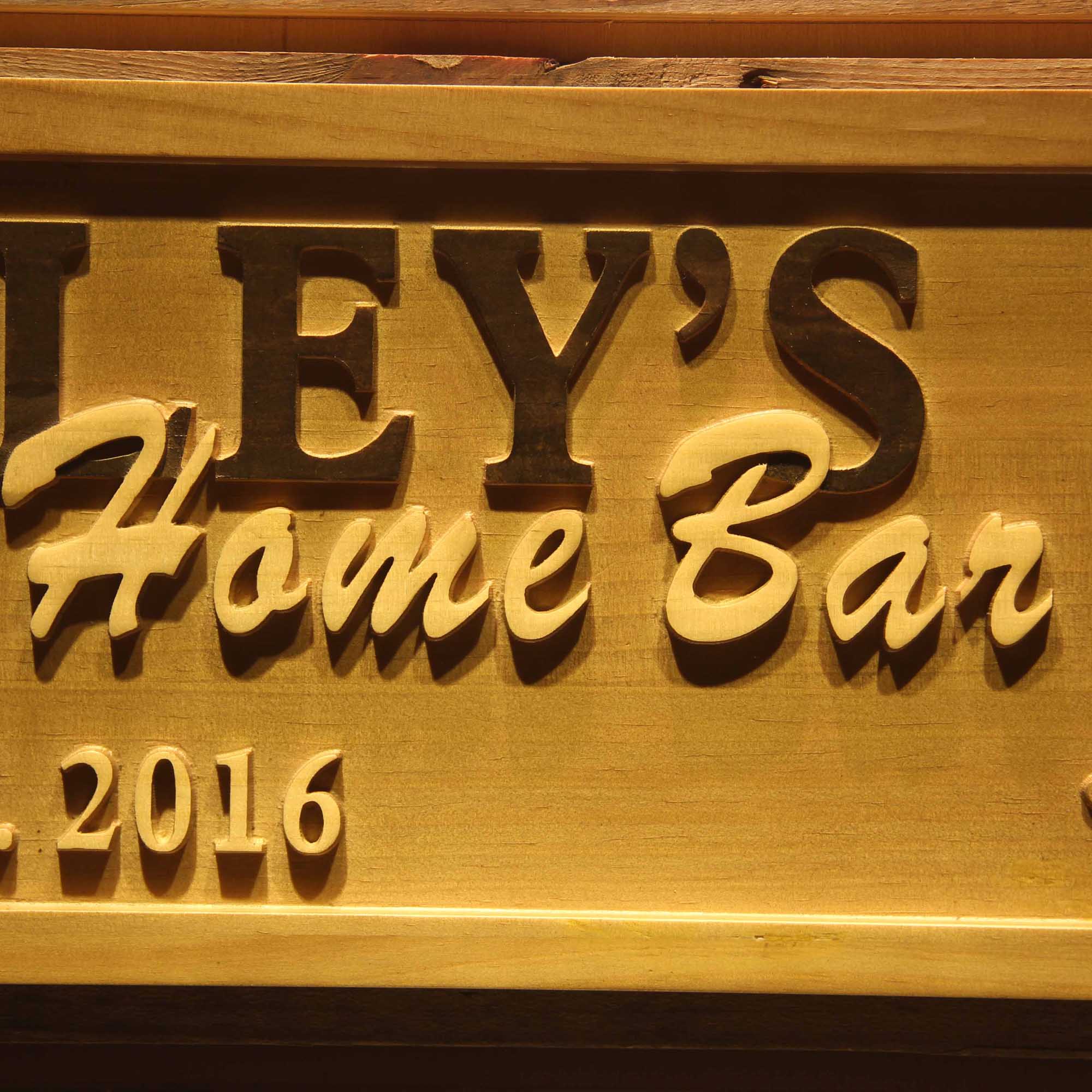 Personalized Home BAR Cheers with Est. Year Wood Engraved Wooden Sign