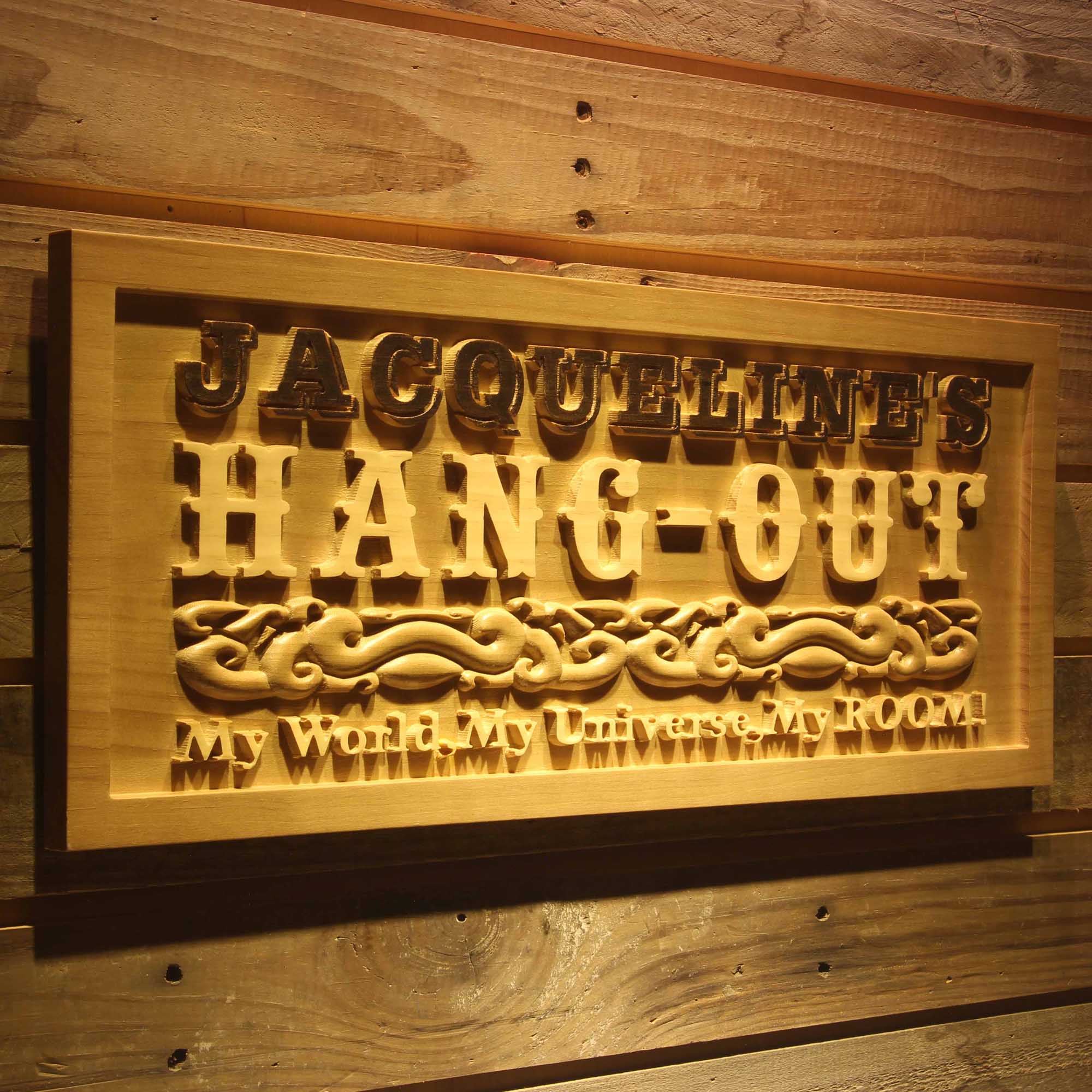 Personalized Hang Out Girl Room Decoration Wood Engraved Wooden Sign