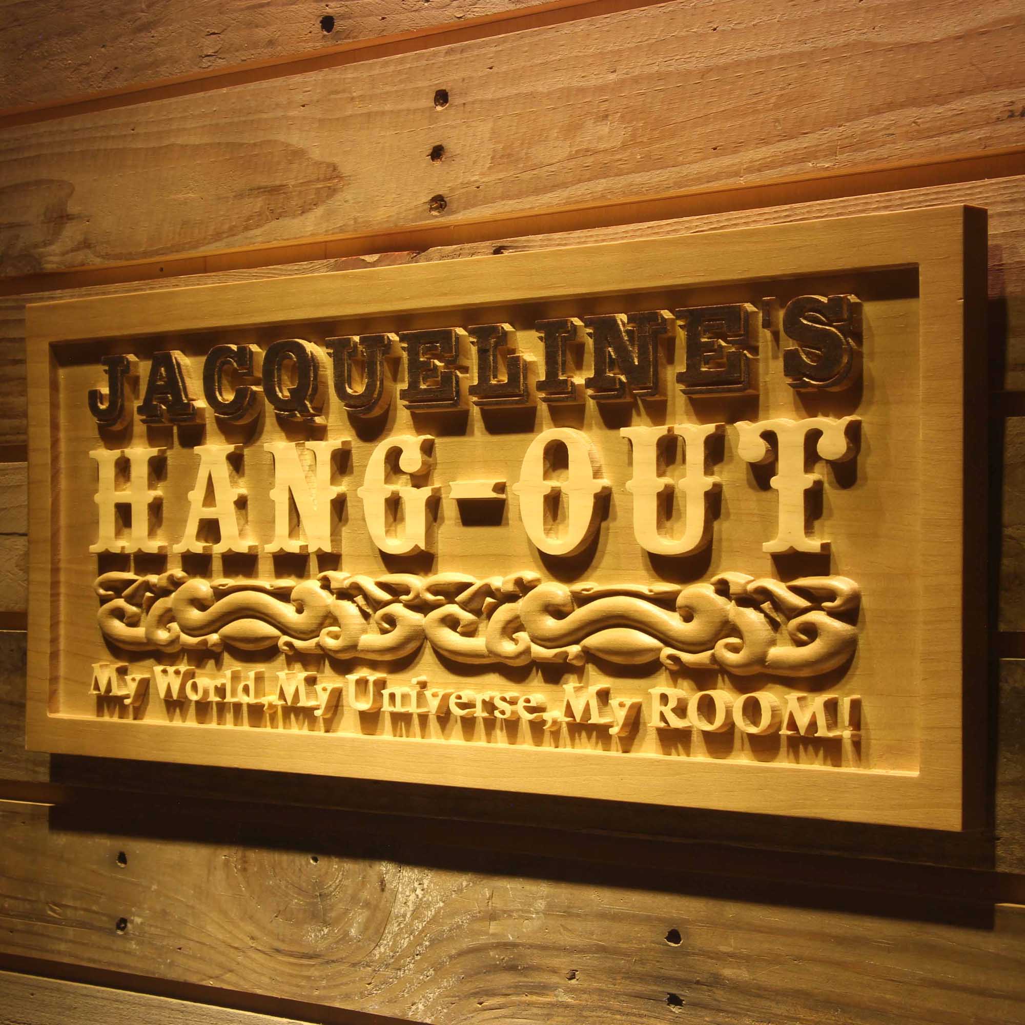 Personalized Hang Out Girl Room Decoration Wood Engraved Wooden Sign