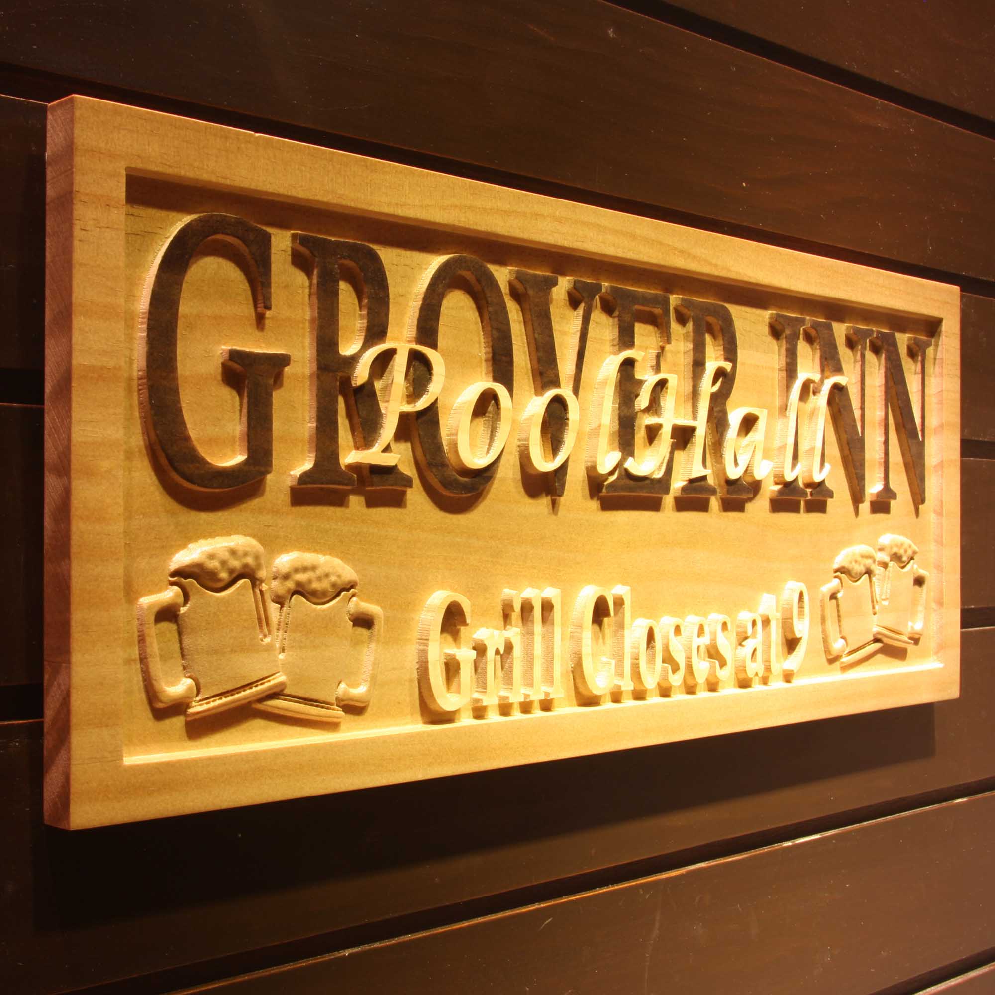 Personalized Pool Hall Wood Engraved Wooden Sign