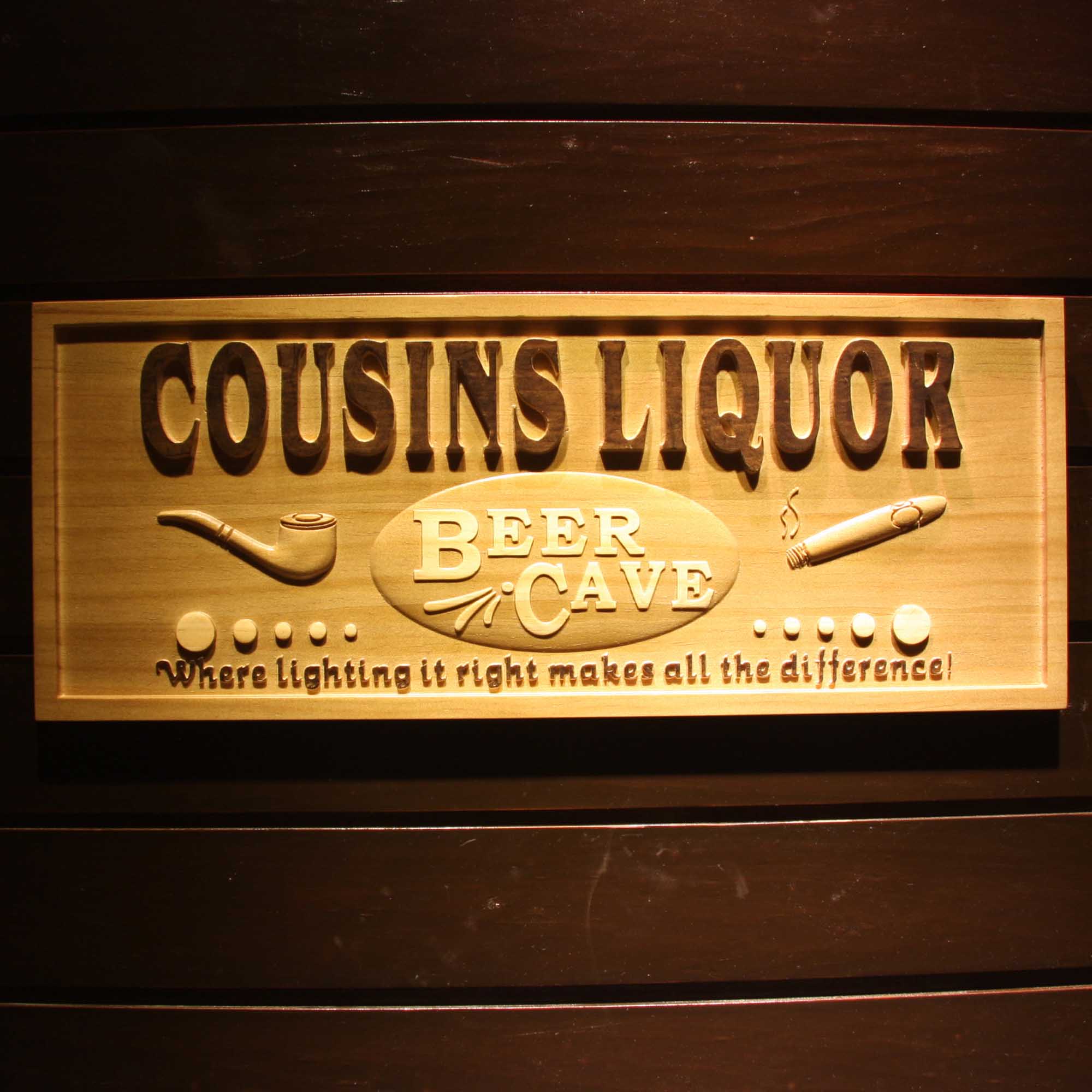 Personalized Beer CAVE Cigar Room Gifts Man Cave Wood Engraved Wooden Sign