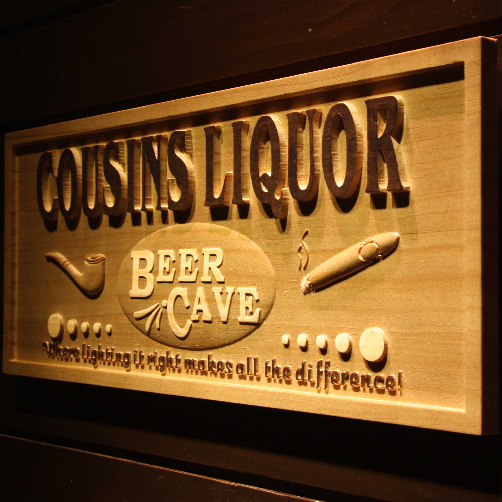 Personalized Beer CAVE Cigar Room Gifts Man Cave Wood Engraved Wooden Sign
