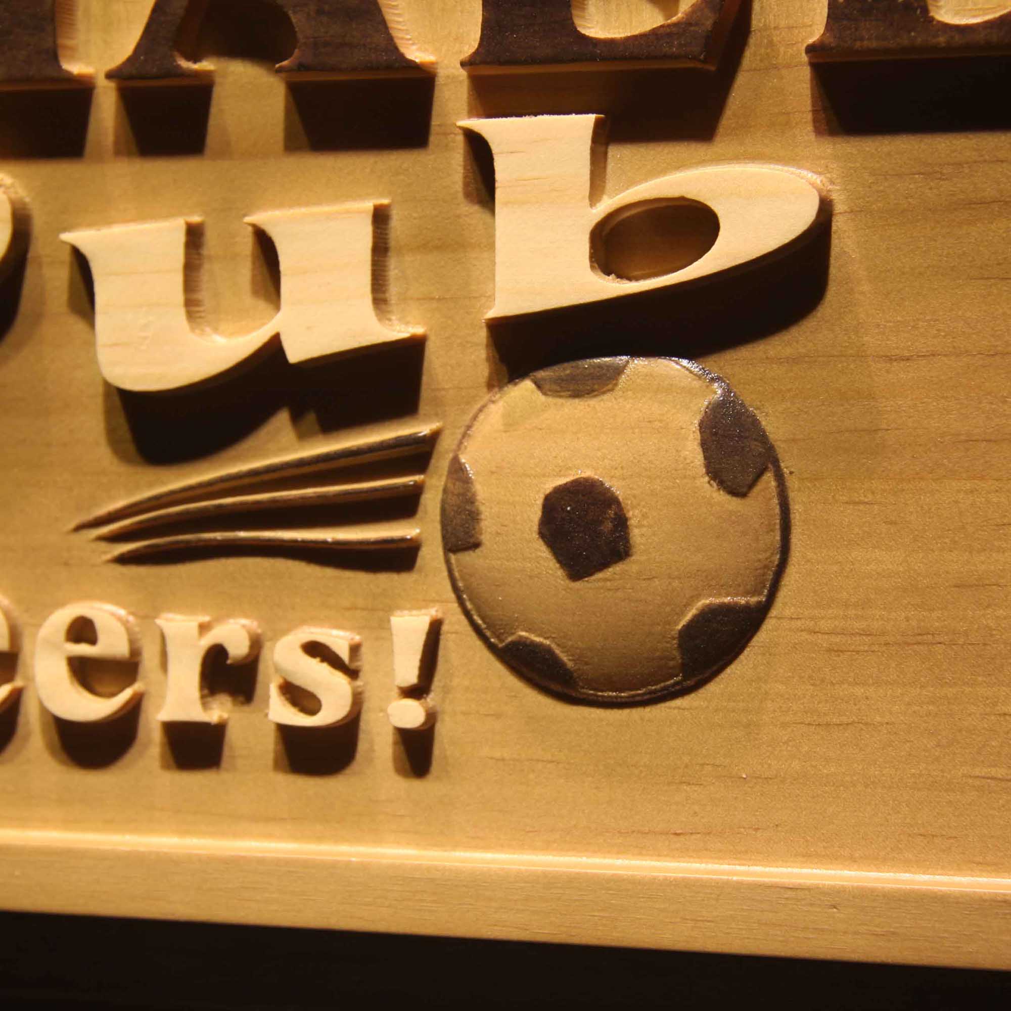 Personalized Soccer Pub Cheers Sport Bar Den Club Wood Engraved Wooden Sign