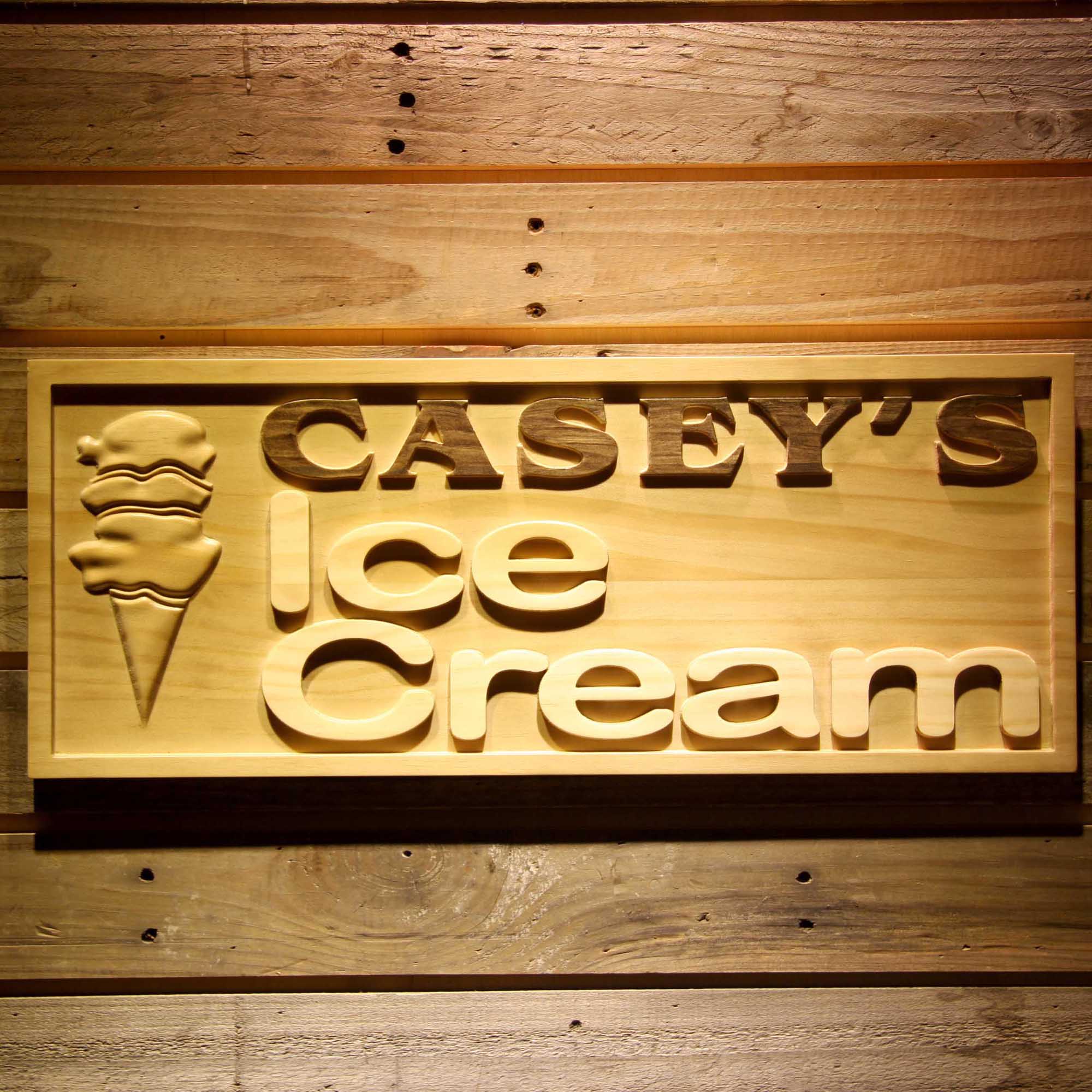 Personalized Icecream Shop Home Décor Gifts Wood Engraved Wooden Sign