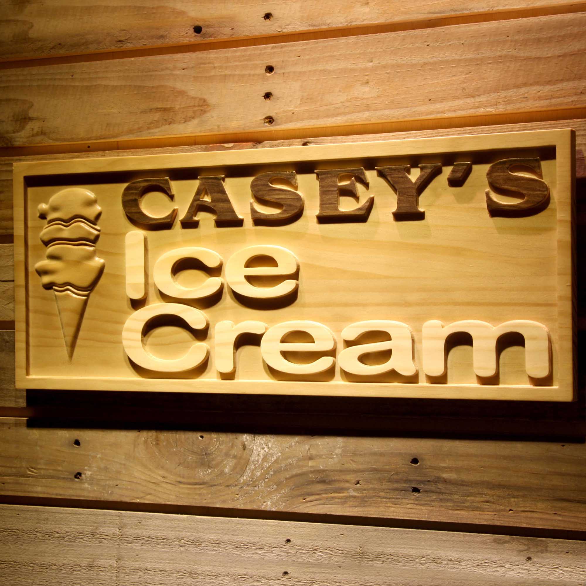 Personalized Icecream Shop Home Décor Gifts Wood Engraved Wooden Sign