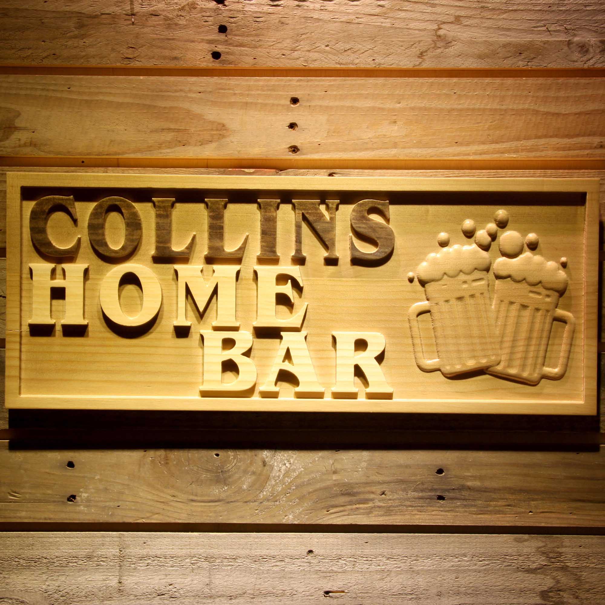 Personalized Home BAR Cheers Beer Ale Wine Cocktails Décor Gifts Wood Engraved Wooden Sign
