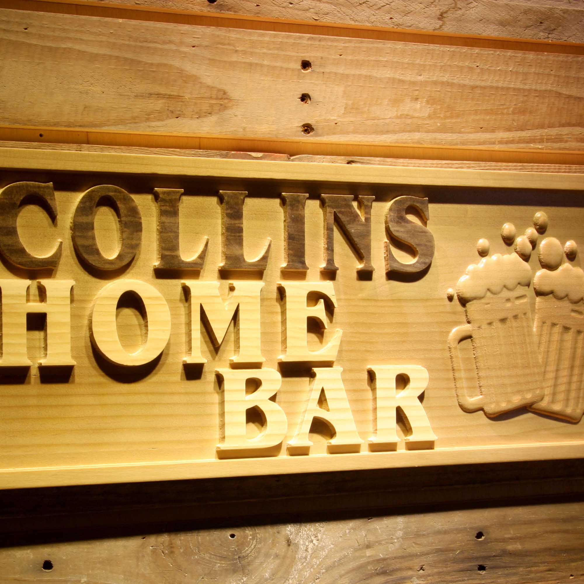 Personalized Home BAR Cheers Beer Ale Wine Cocktails Décor Gifts Wood Engraved Wooden Sign