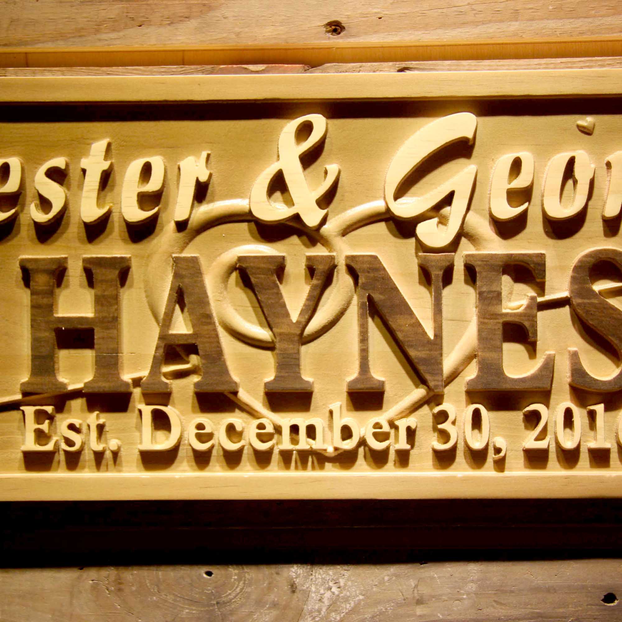 Personalized Last Name Heart with Arrow Home Décor Wood Custom Wedding Gift Couples Established Wooden Signs