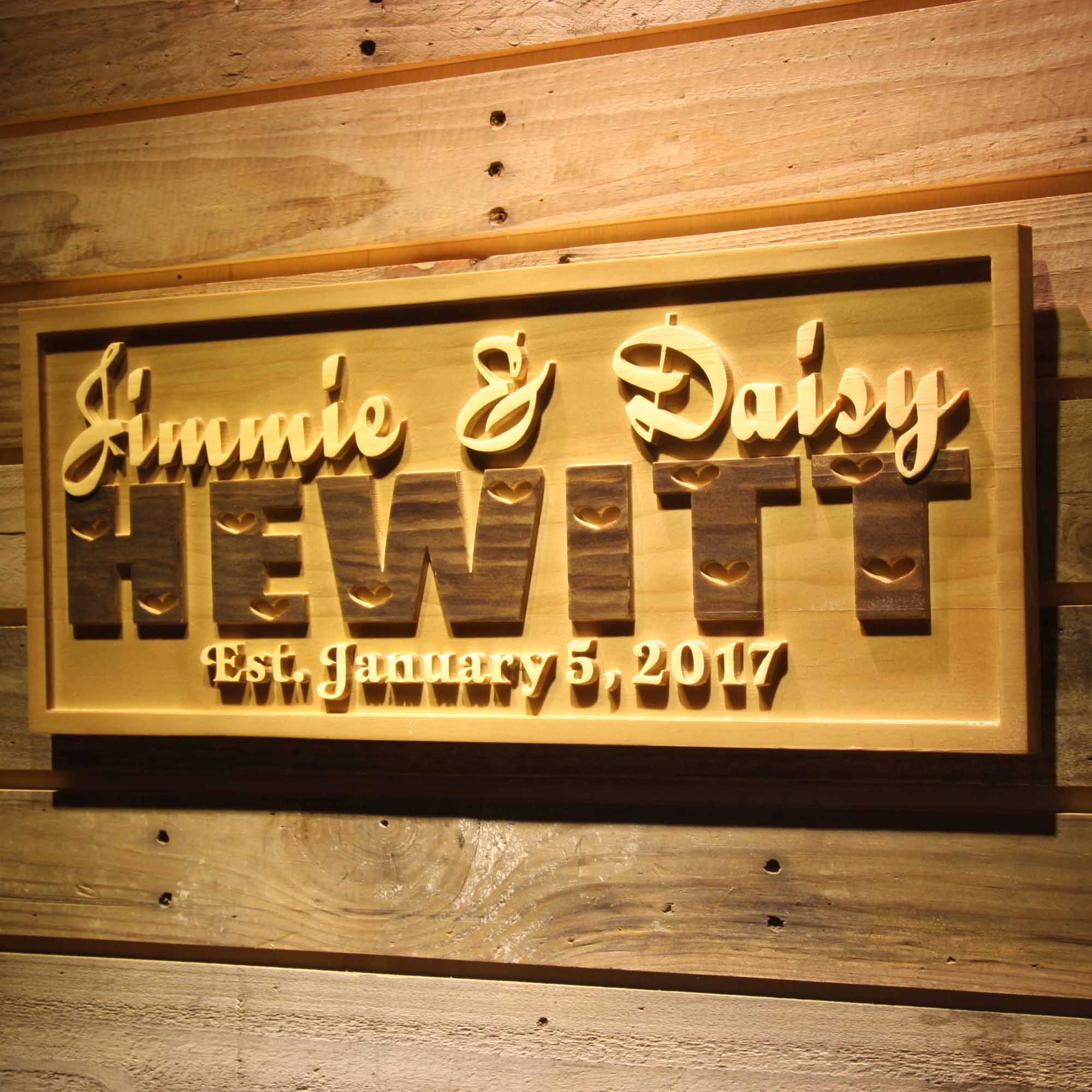 Personalized Last Name Rustic Home Décor Wood Engraving Custom Wedding Gift Couples Den Gift Wooden Signs