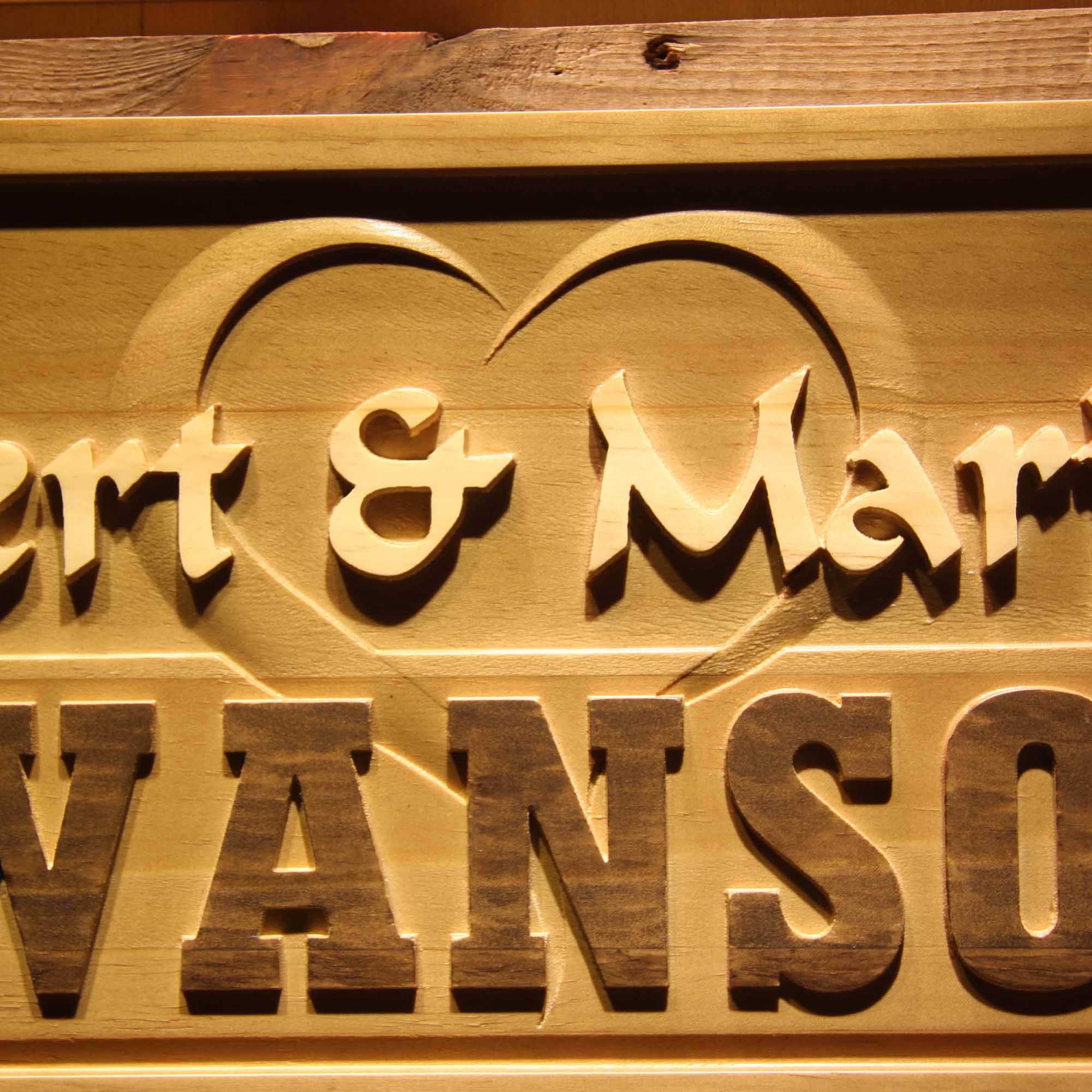 Personalized Last Name Simple Heart Home Décor Wood Custom Wedding Gift Couples Established Wooden Signs