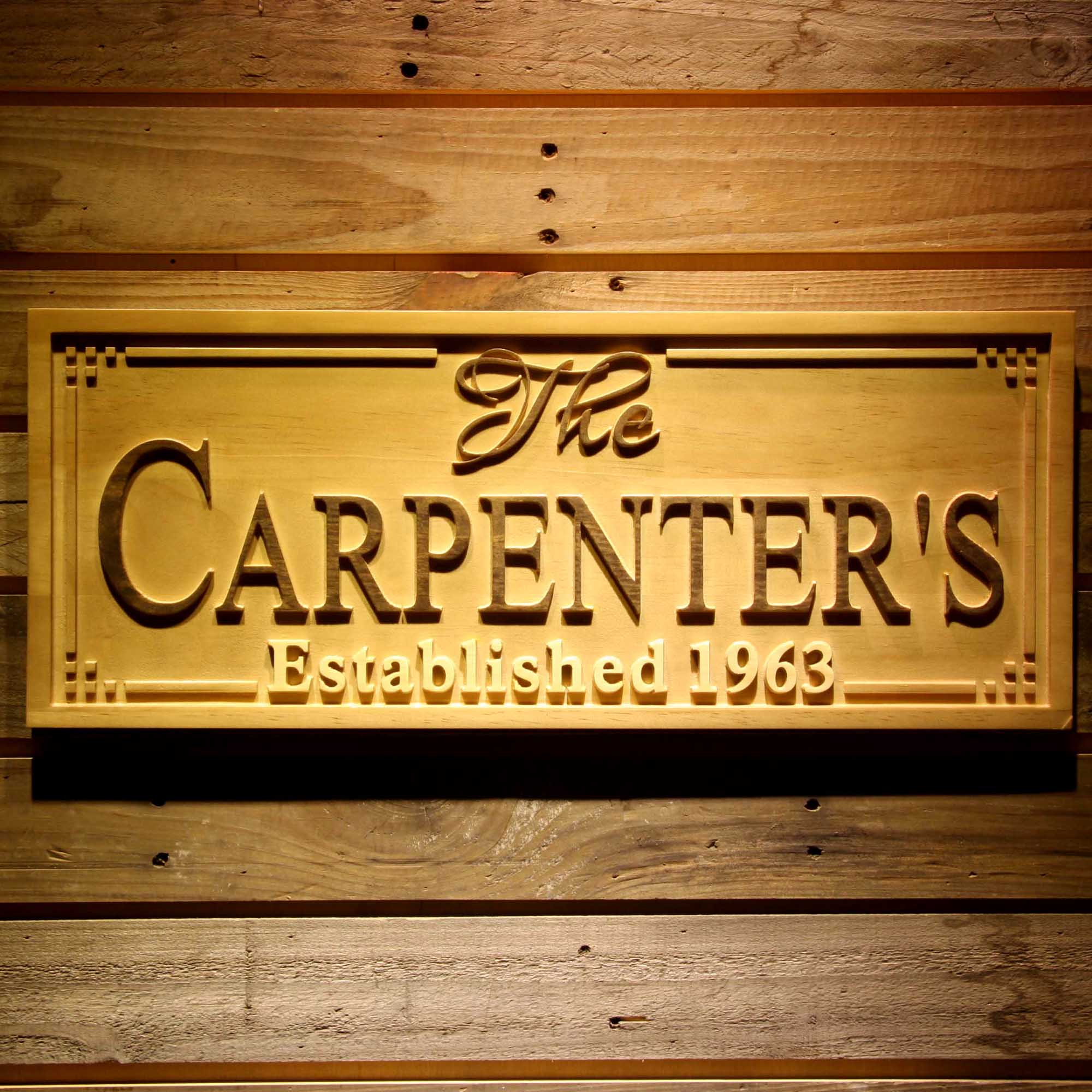 Personalized Last Name Rustic Home Décor Wood Engraving Custom Wedding Gift Couples Den Gift Wooden Signs