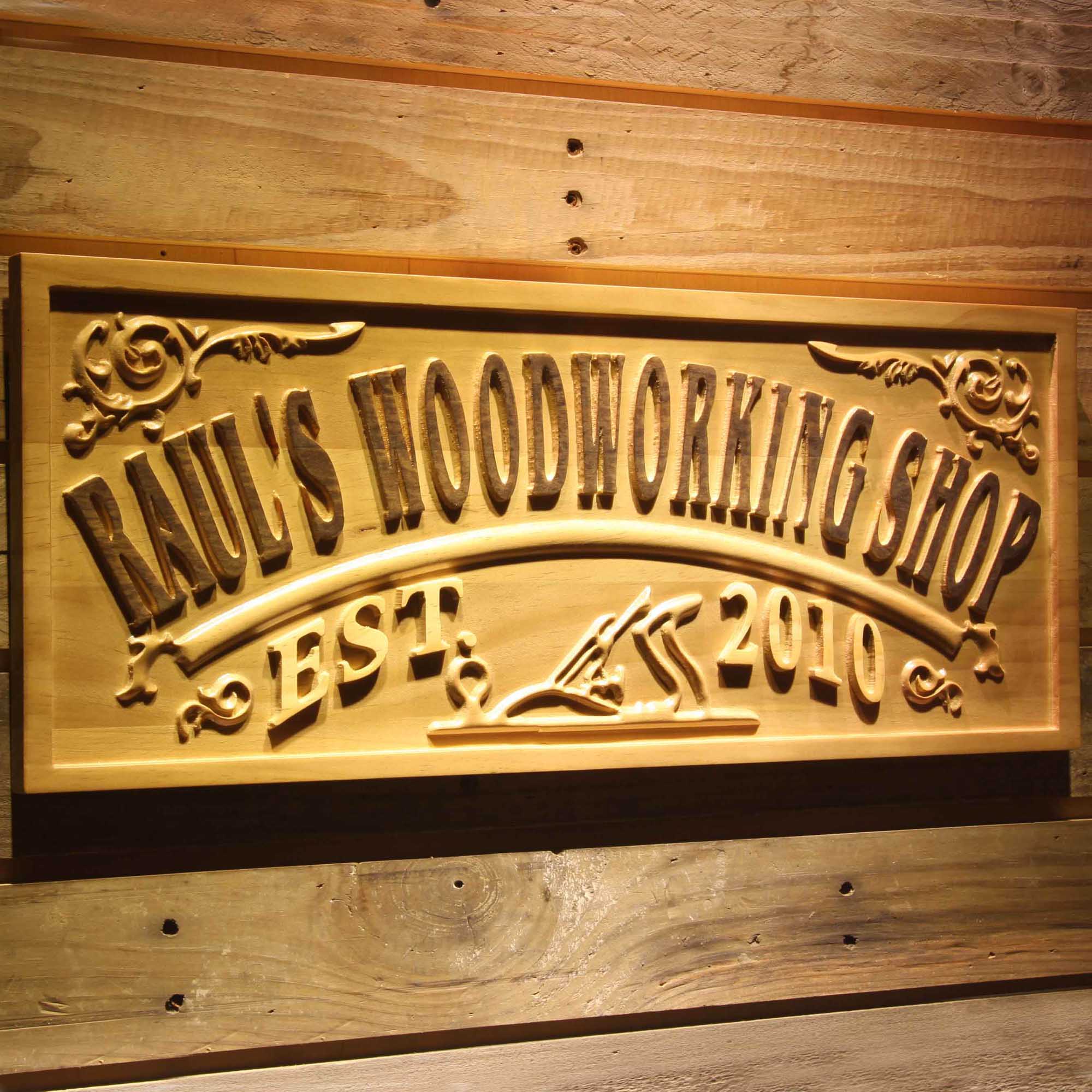 Personalized Woodworking Wood Shop Decoration Wood Engraved Wooden Sign