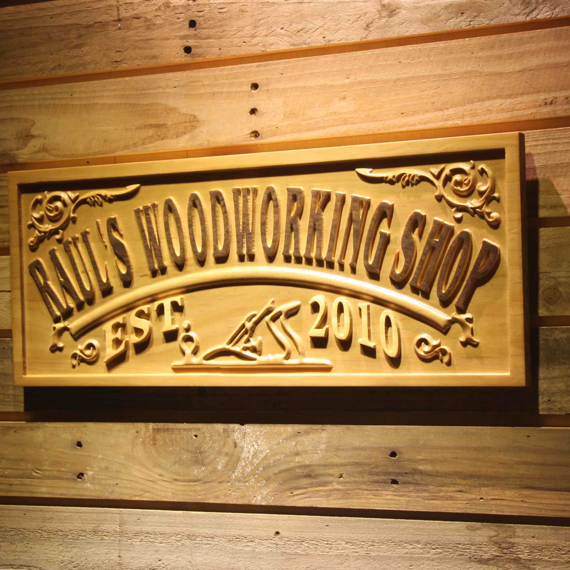 Personalized Woodworking Wood Shop Decoration Wood Engraved Wooden Sign