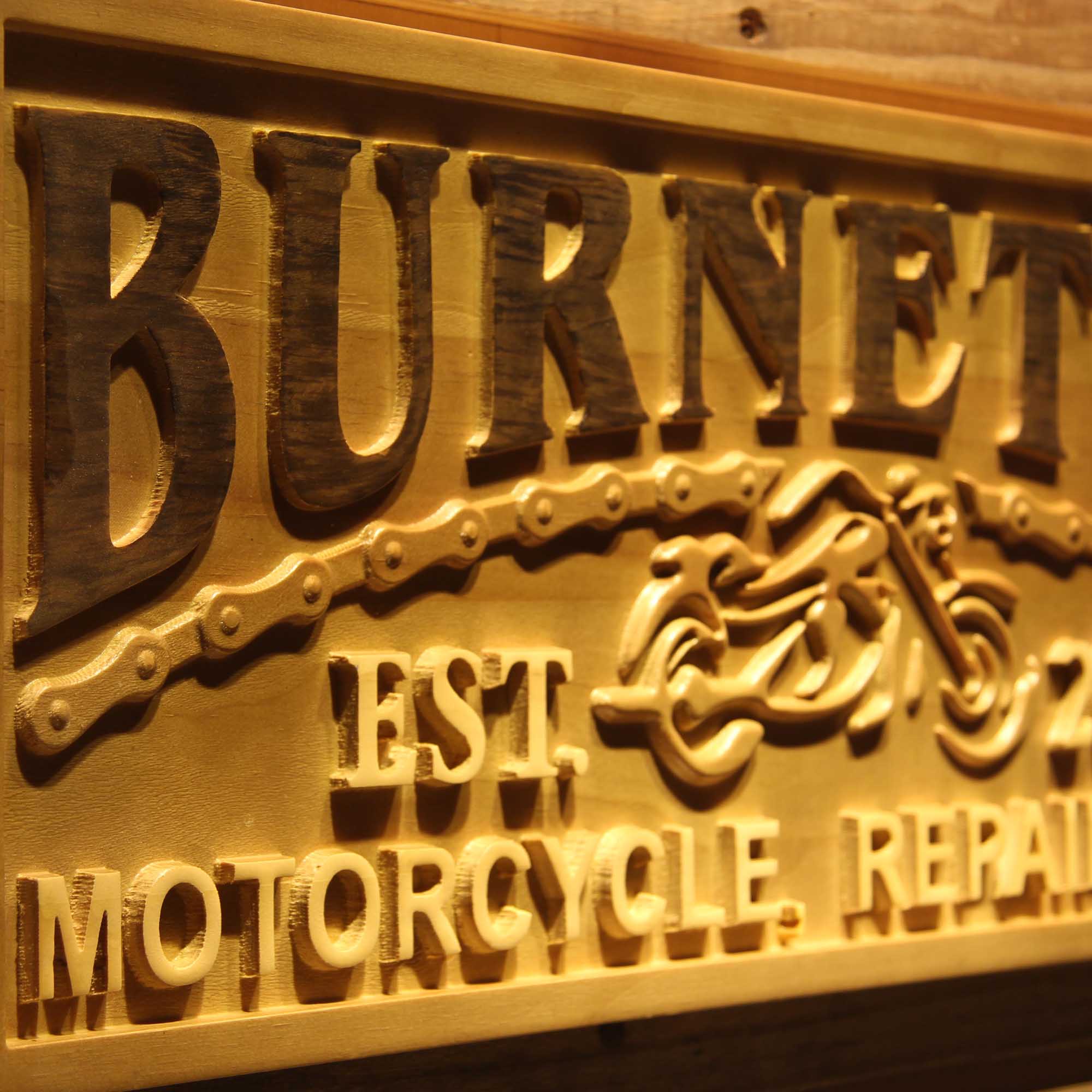 Personalized Motorcycle Repair & BAR Man Cave Garage Gifts Wood Engraved Wooden Sign