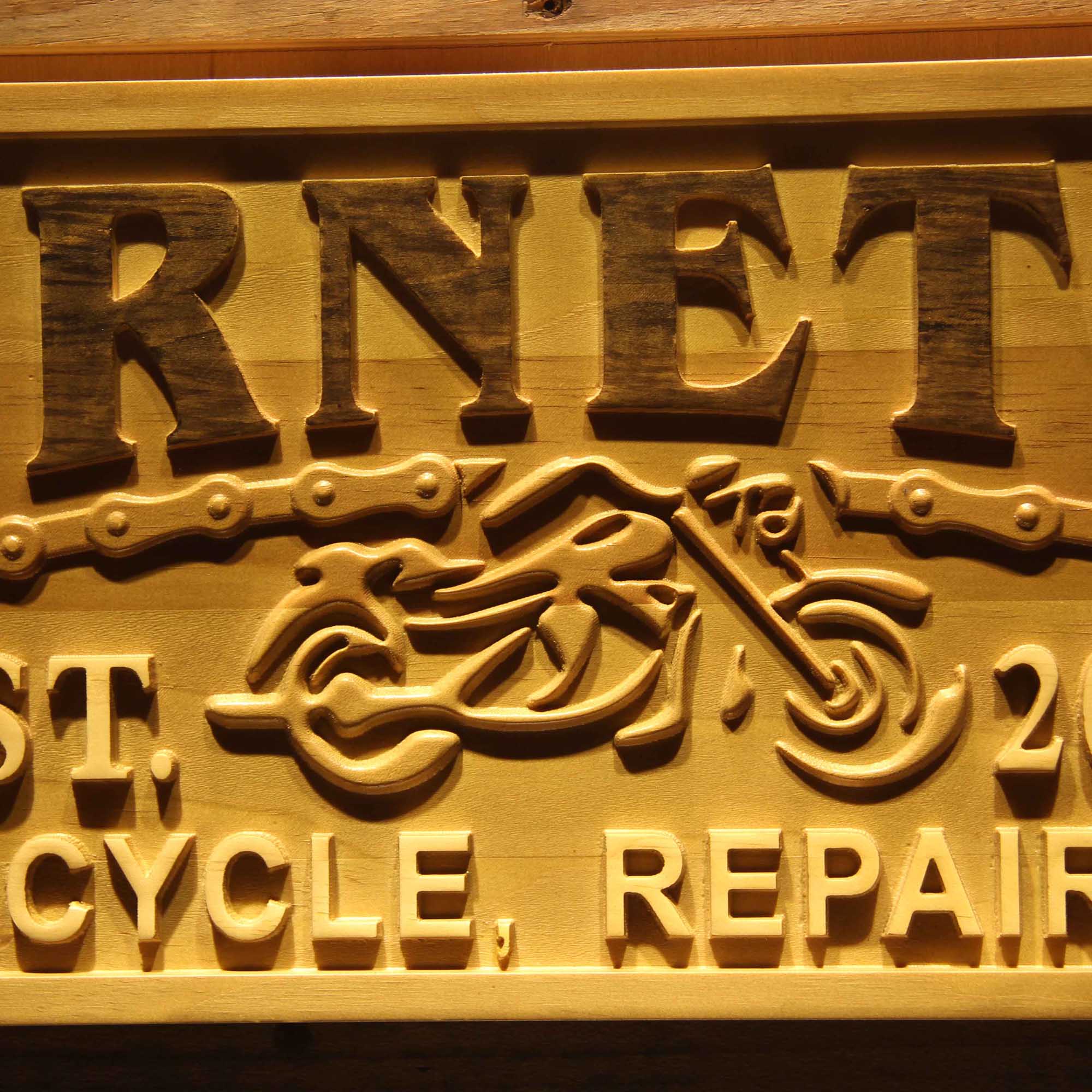 Personalized Motorcycle Repair & BAR Man Cave Garage Gifts Wood Engraved Wooden Sign