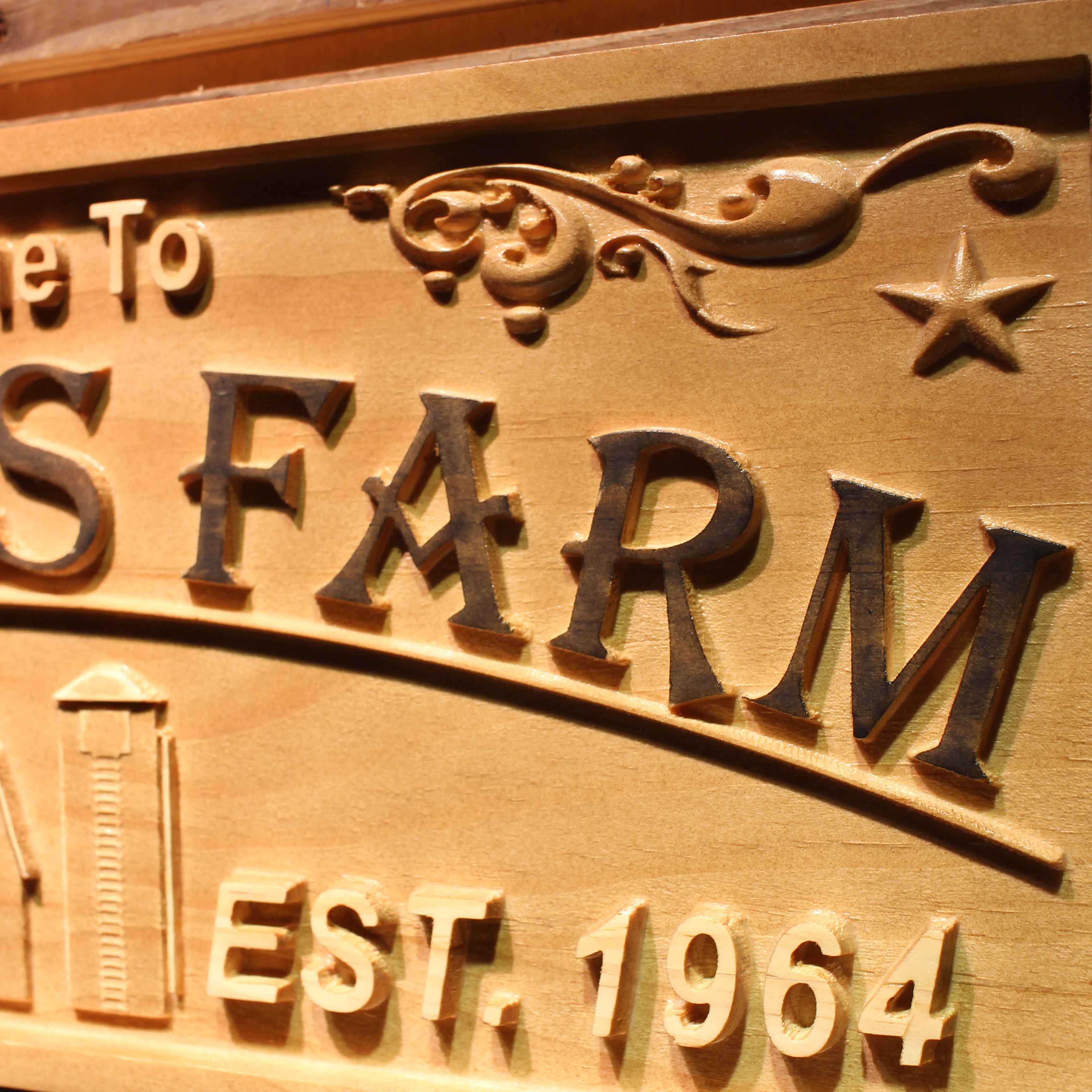 Farm Last Name First Names Personalized Est. Year Housewarming Gifts Wood Engraved Wooden Sign