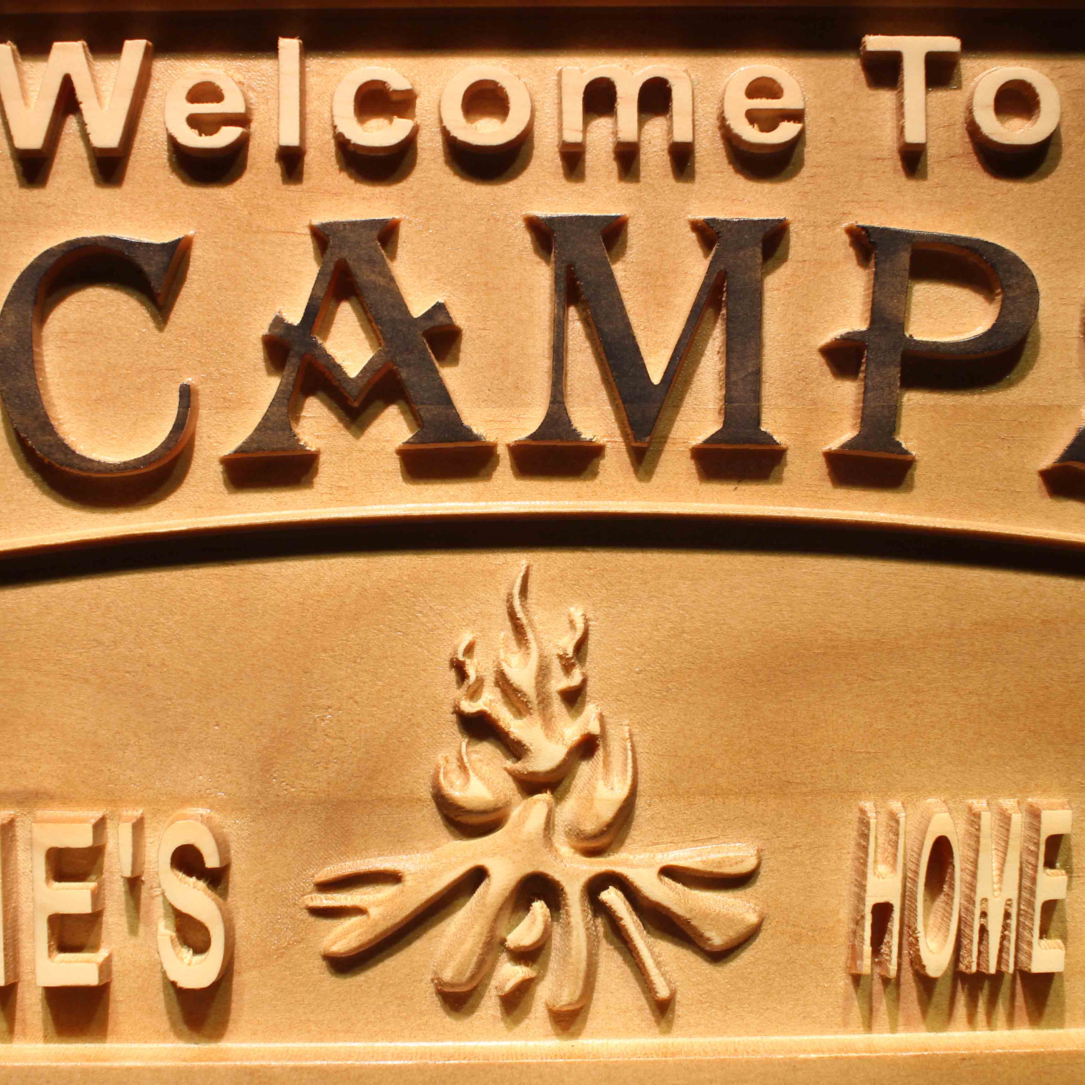 The Campsite Personalized Home Away from Home Wood Engraved Wooden Sign