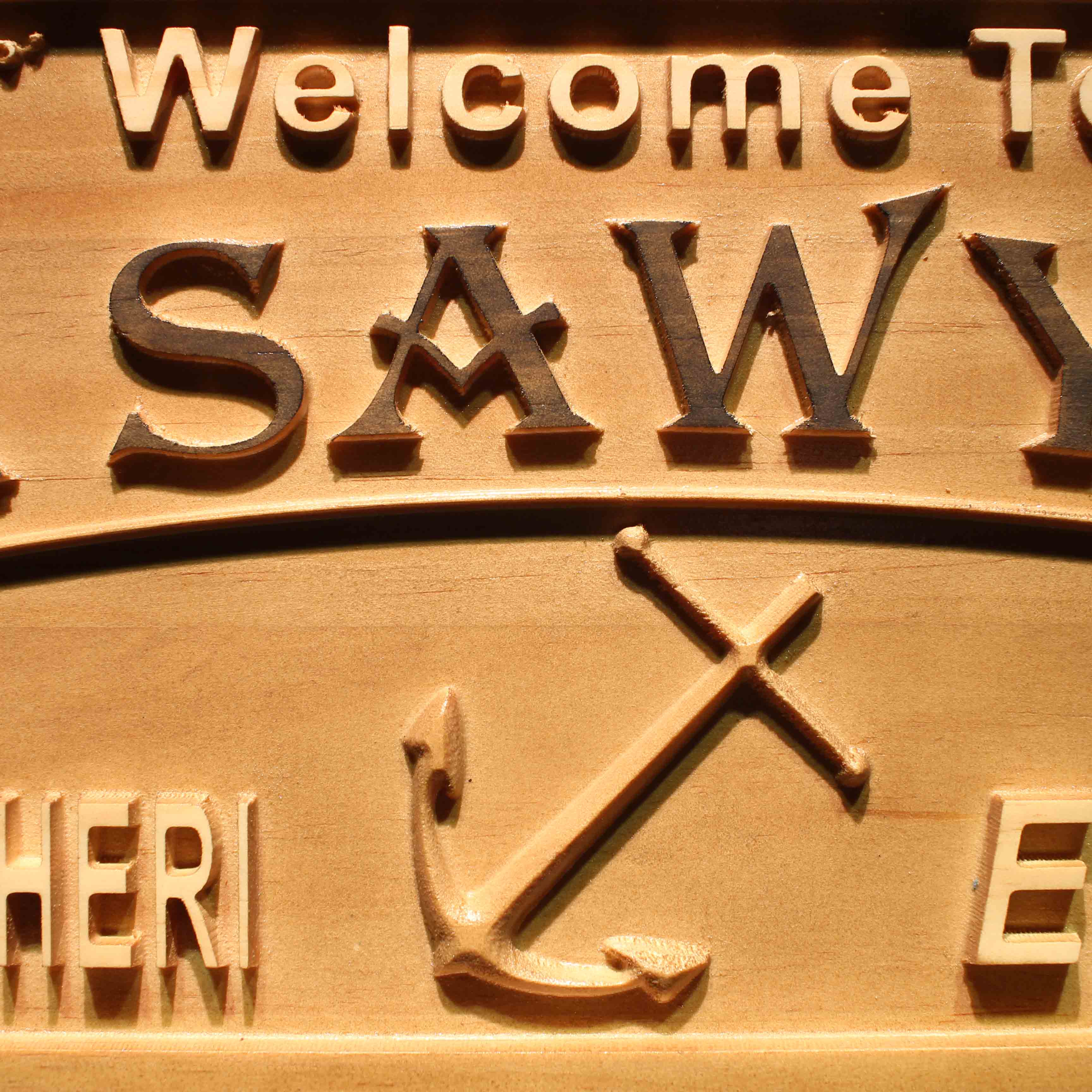 wpa0410 Family Members Personalized Anchor Symbol Wood Engraved Wooden Sign